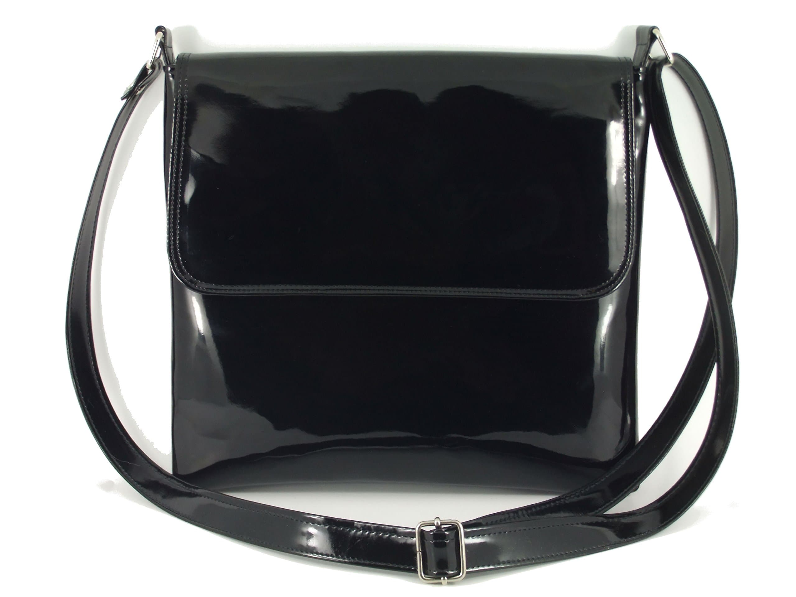 Womens Cool Faux Patent Leather Cross-Body Shoulder Bag Handbag Medium Size