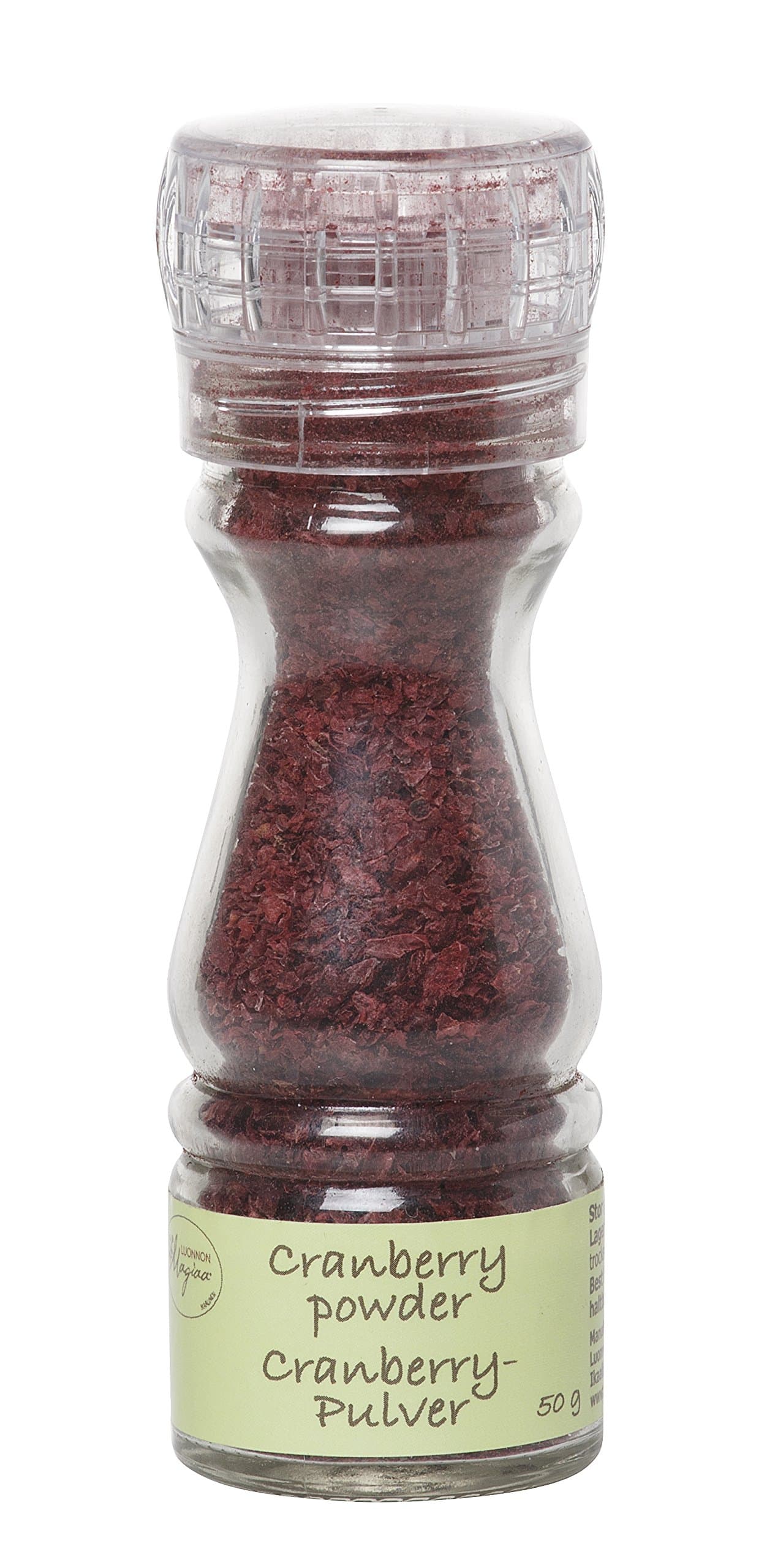 100% pure Finnish dried Cranberry powder 50g - Rich in Vitamin C, Vitamin E and Vitamin K. - Raw - Gluten-free - Grinder included.