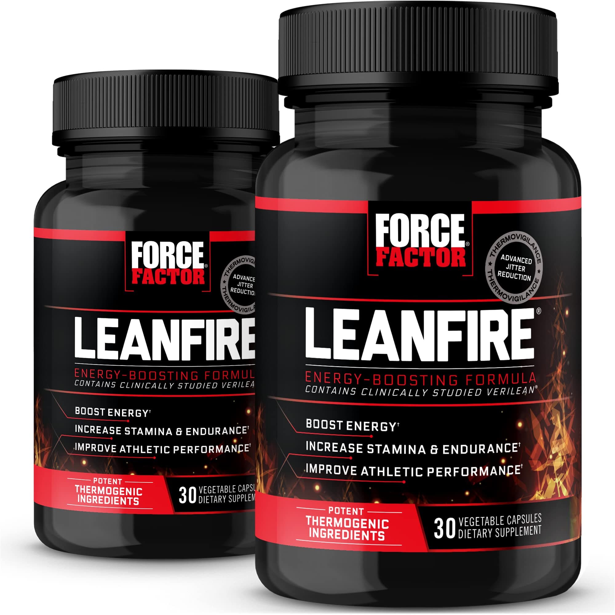 LeanFire, 2-Pack, Pre Workout Energy Pills with Green Tea Extract and Caffeine to Increase Energy, Build Lean Muscle, Improve Athletic Performance, and Enhance Focus, 60 Capsules