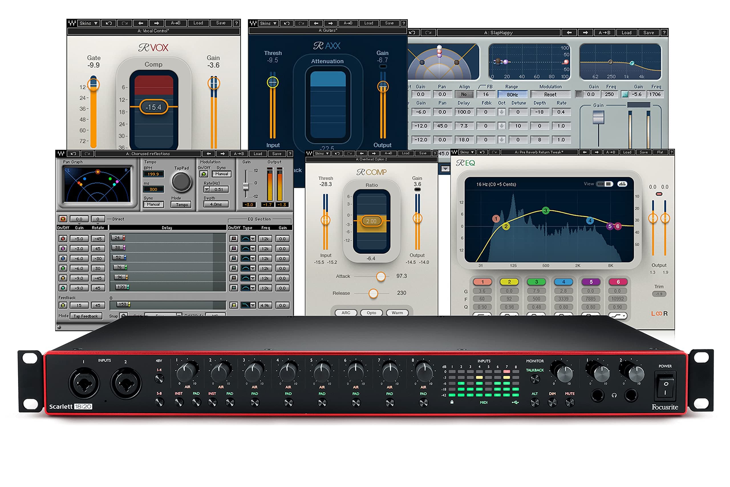 Focusrite Scarlett 18i20 (3rd Gen) USB Audio Interface plus Waves Musicians 2 Software Plugin Bundle
