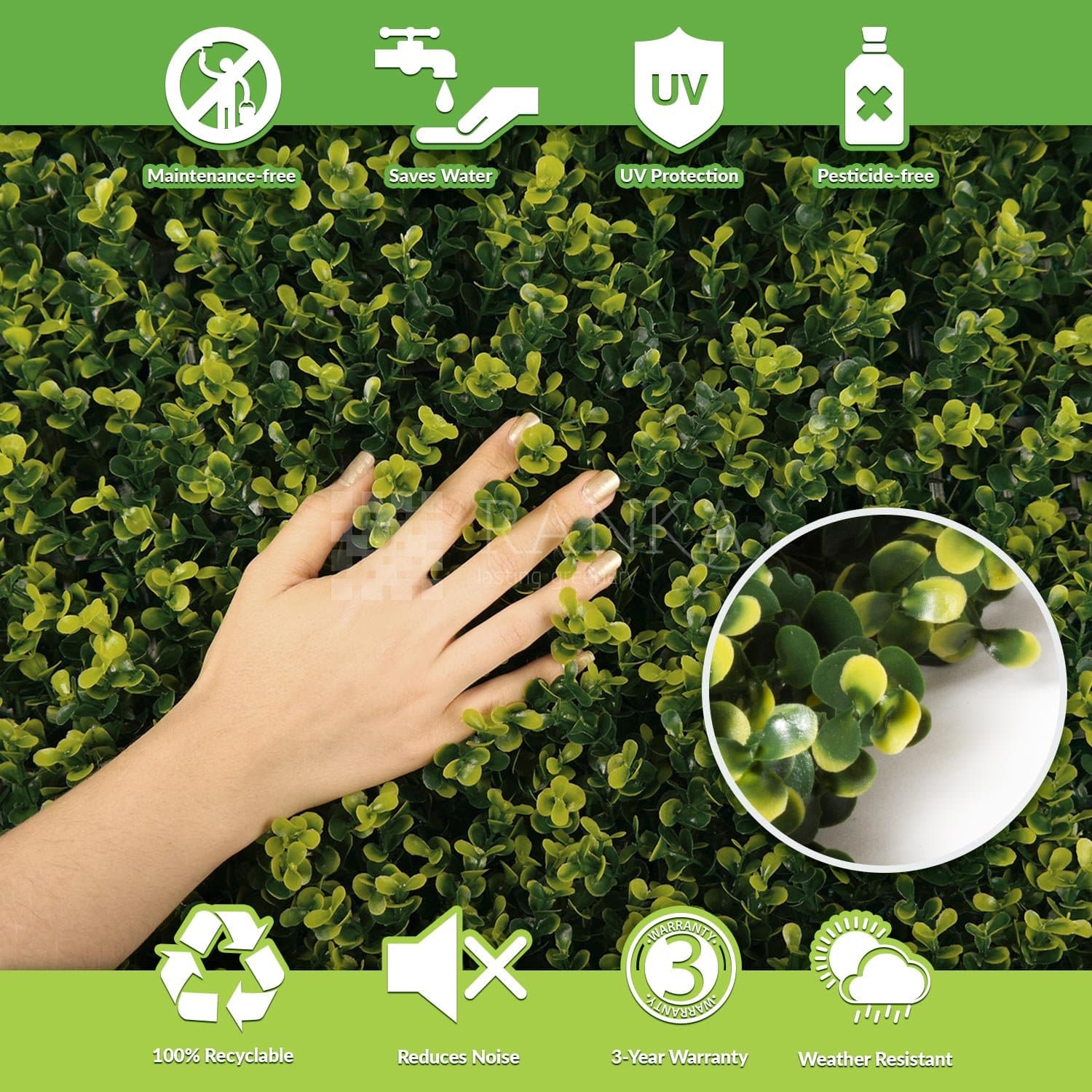 Ranka Artificial Myrtle Greenery Panels 40x40 inches