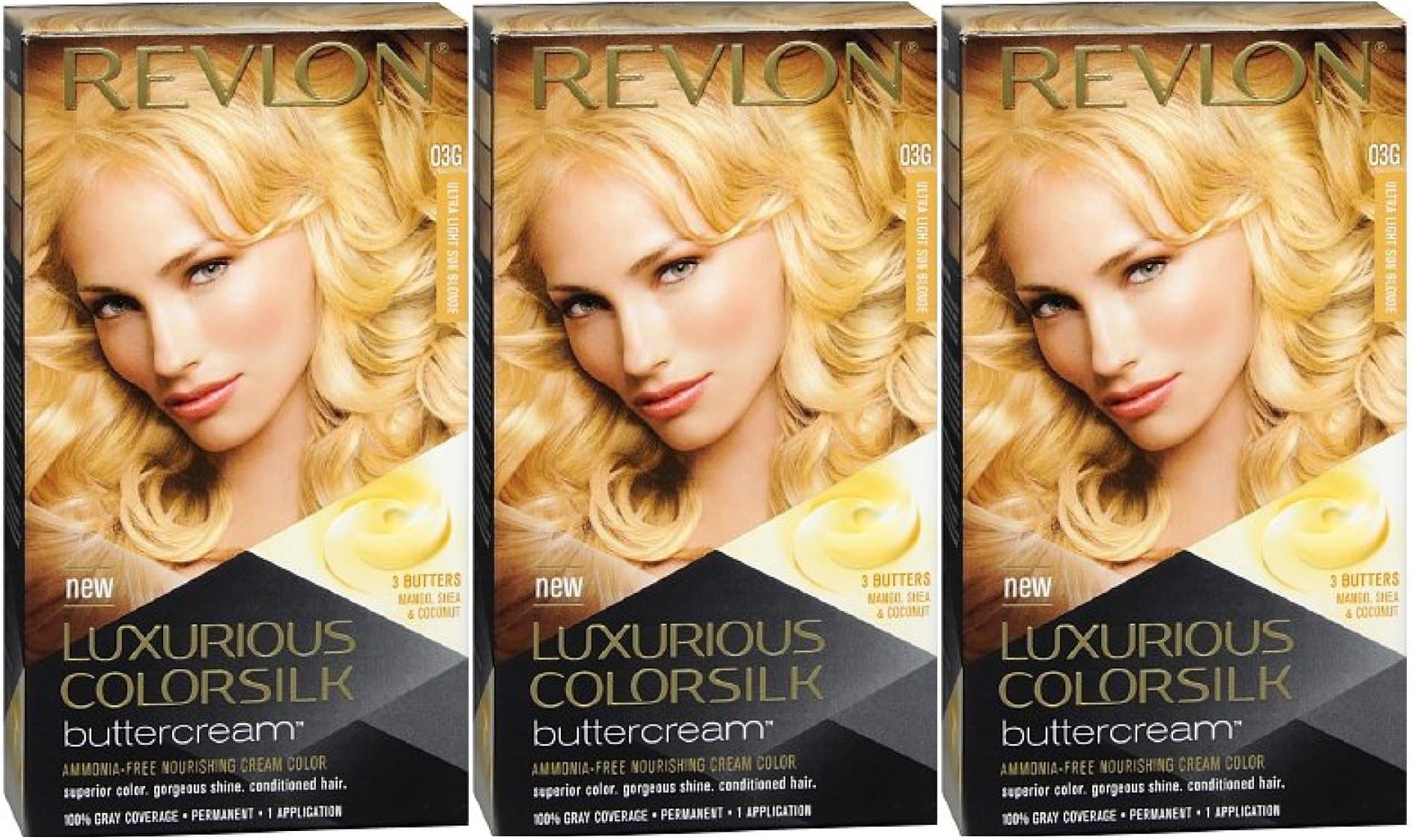 Revlon Luxurious Colorsilk Buttercream Ultra Light Sun Blonde 03G - 3 PACK