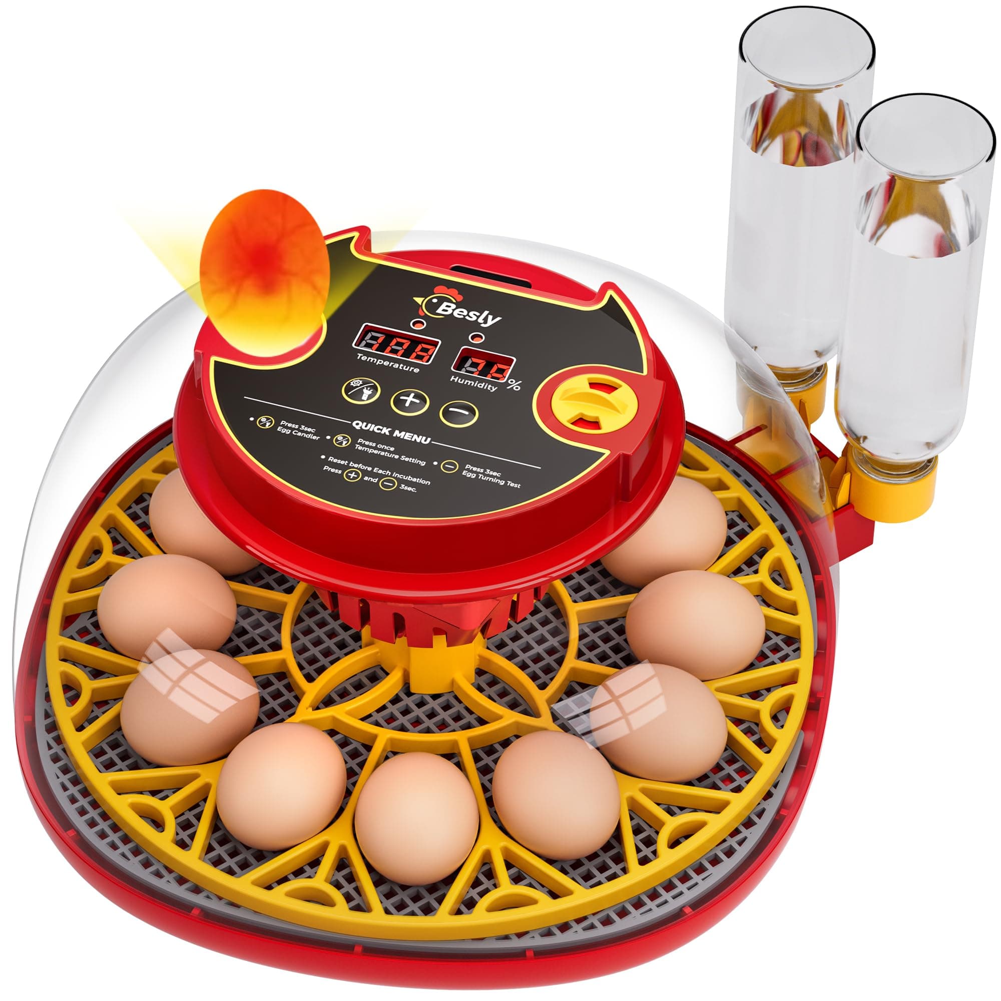 12 Egg Incubator for Hatching Eggs,Automatic Turning,Temperature and Humidity Control Display,360° Viewing for Chicken, Duck, Quail Eggs, Ideal for Farm, Classroom, Home Use,2025 Upgraded Incubators