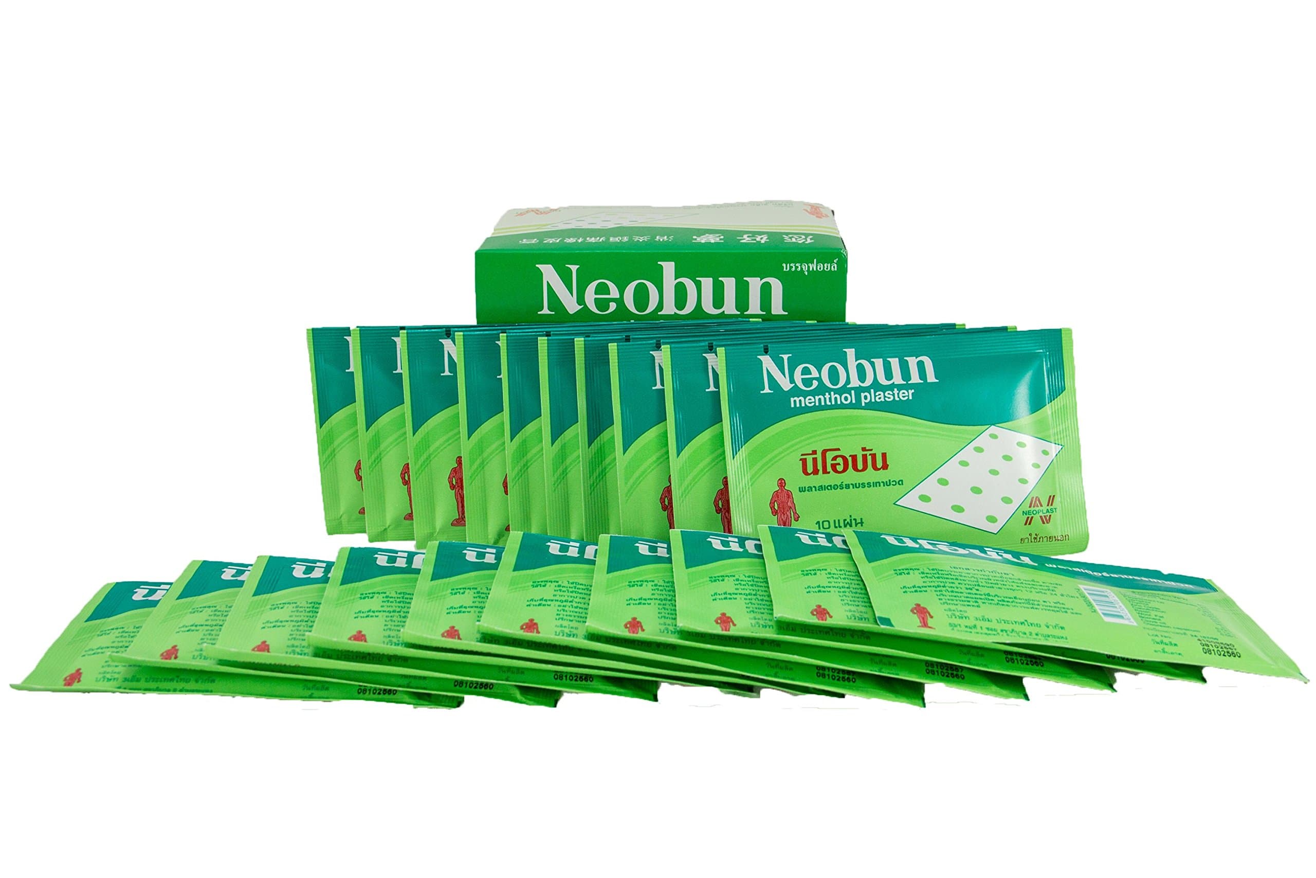 Neobun Menthol Plaster Relief Back Body Joint Muscle Pain Ache by 3M [20 Plasters]