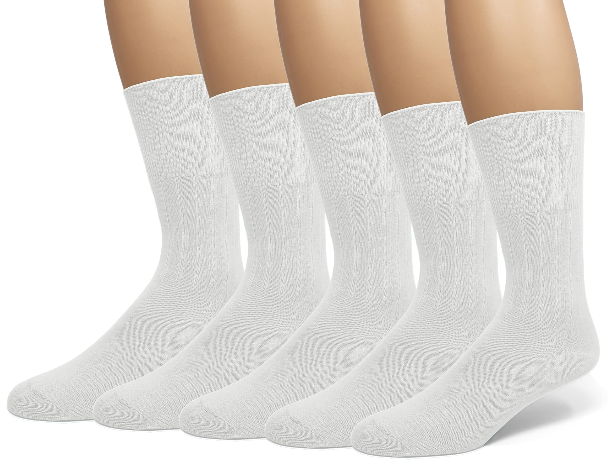 EMEM Apparel Men's Diabetic Dress Crew Cotton Socks | Non-Binding Loose Top | Seamless Toe