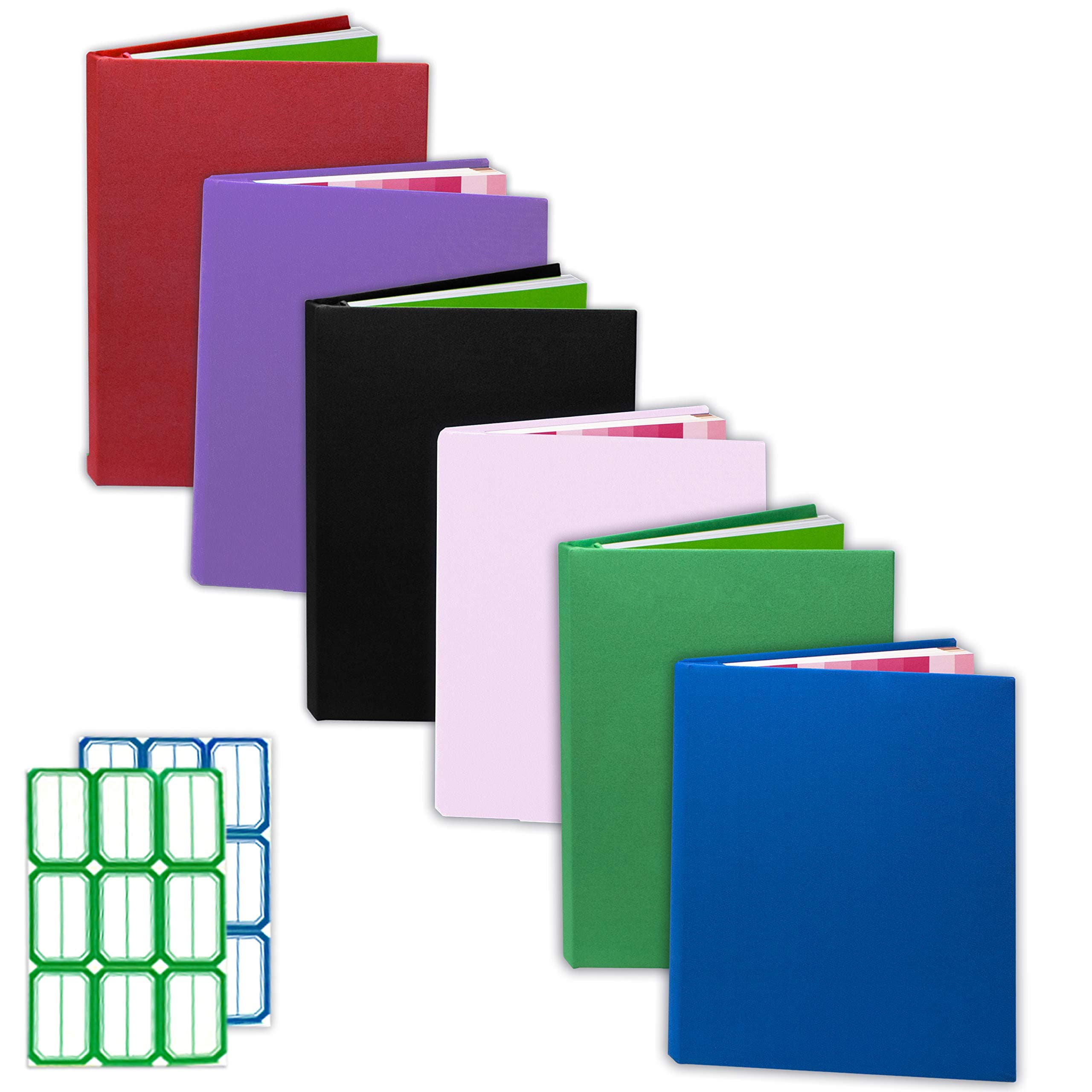 Kraftex Book Covers [6 pack] Stretchable Book Covers for Hardcover, Paperbacks. Jumbo Book Socks Covers for Textbooks. Book Protectors Washable, Durable, Reusable with Free Sticker Labels (Small)