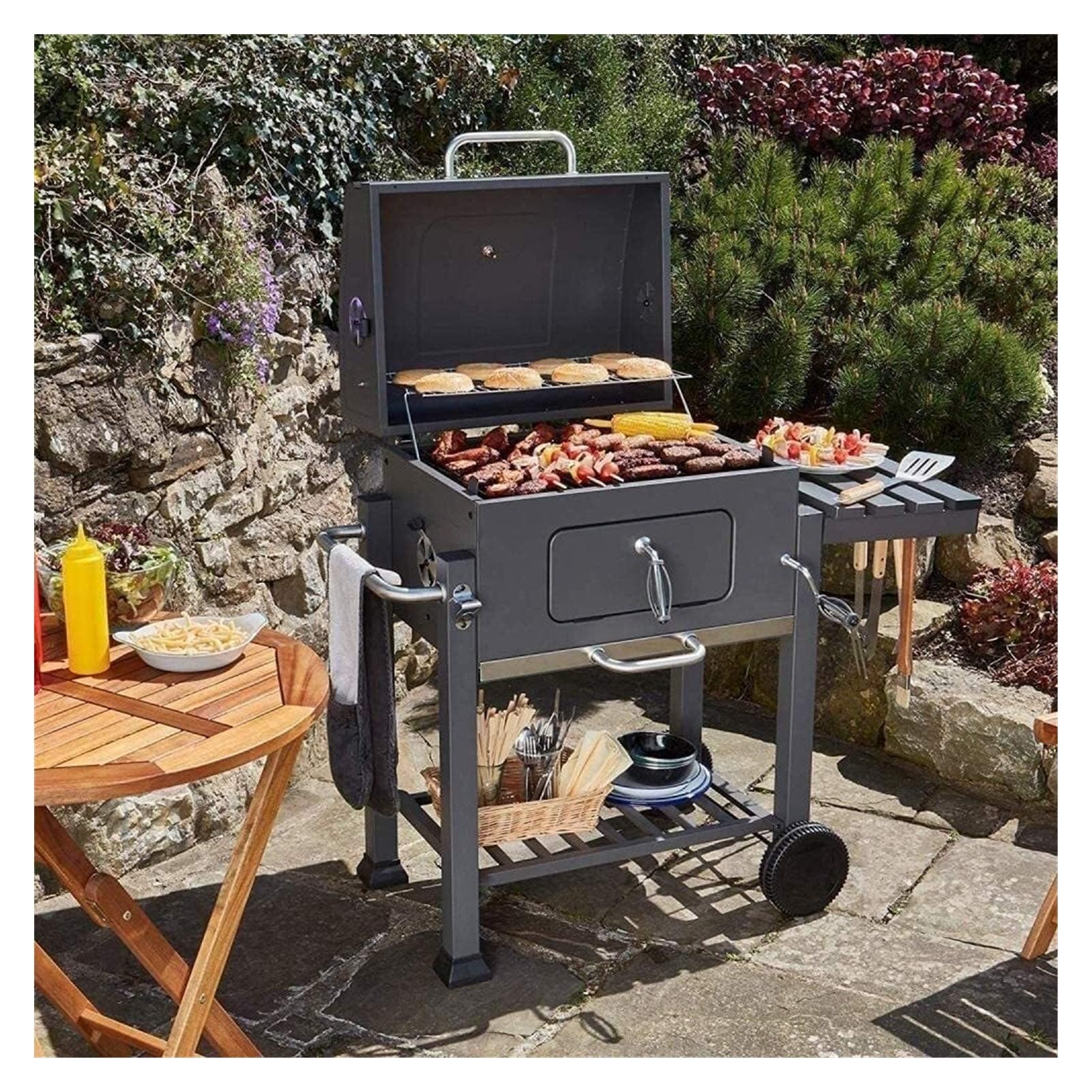 Outdoor Fire Pit, Patio Grill Firepits Fire Pits Charcoal Grill Outdoor Barbecues, Camping, Tailgating Charcoal Rack Grill Included Foldable Stainless Steel