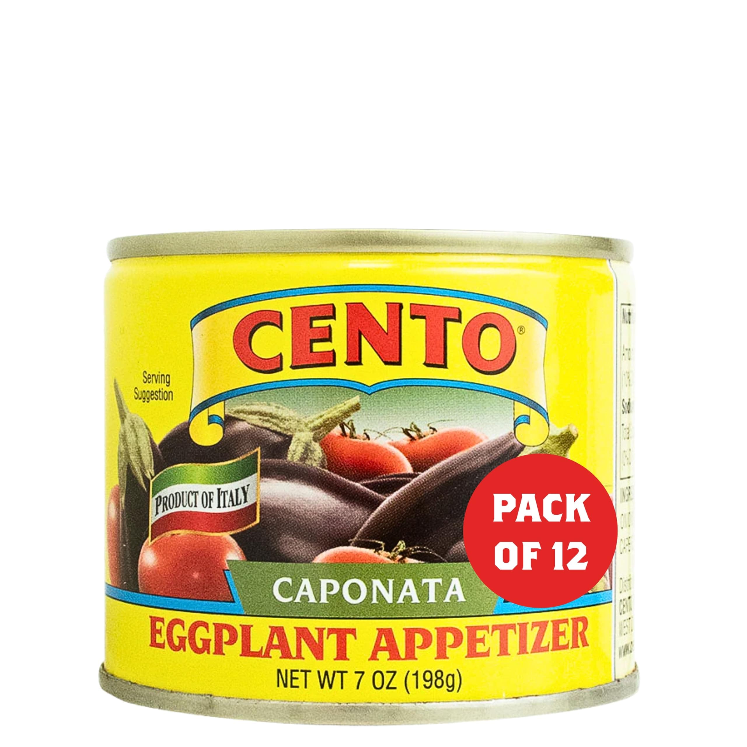 Caponata Eggplant Appetizer, 7 Oz (Pack of 12), Canned Sicilian Eggplant, Onions, Tomatoes, Olives, Capers & Celery in Marinade, Made in Italy