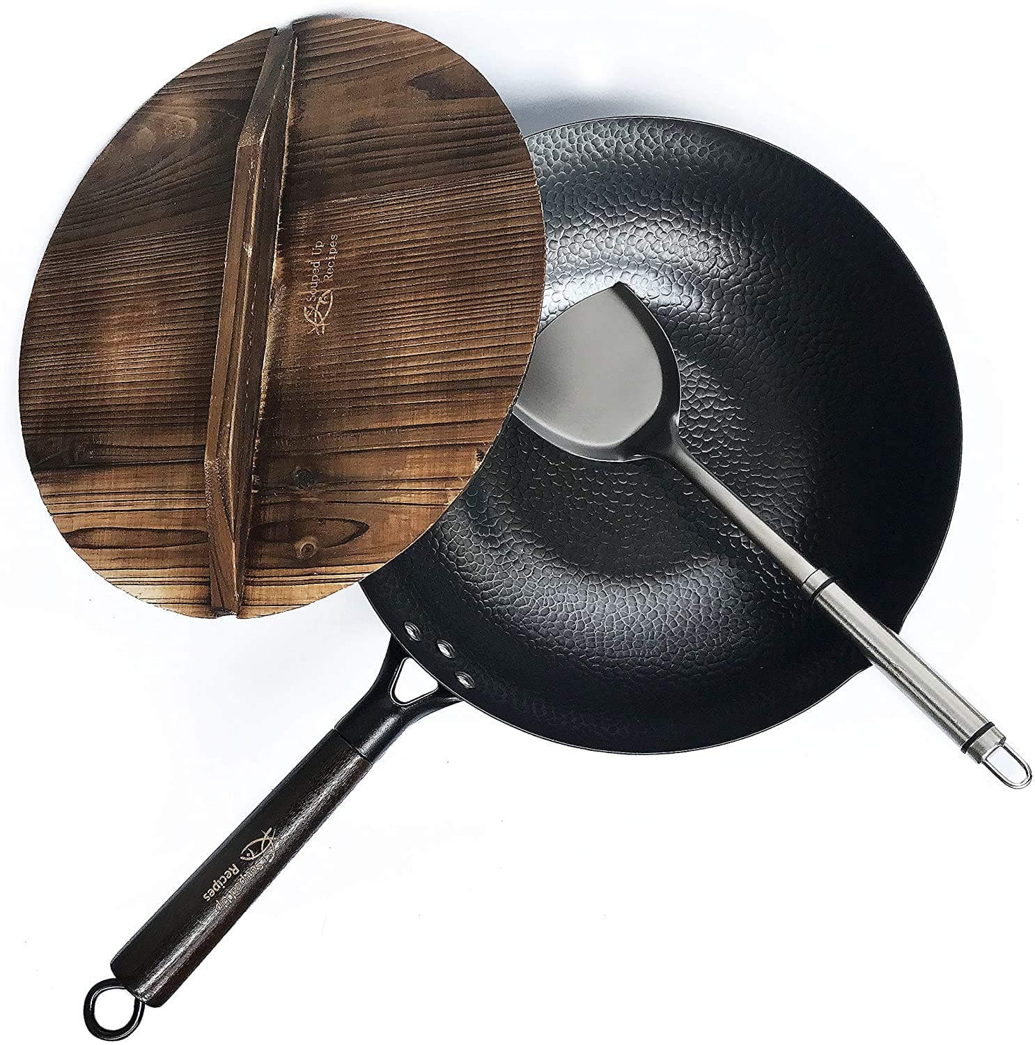 - 12.5 Inch Carbon Steel Wok For Electric, Induction and Gas Stoves (Lid, Spatula and User Guide Video Included)