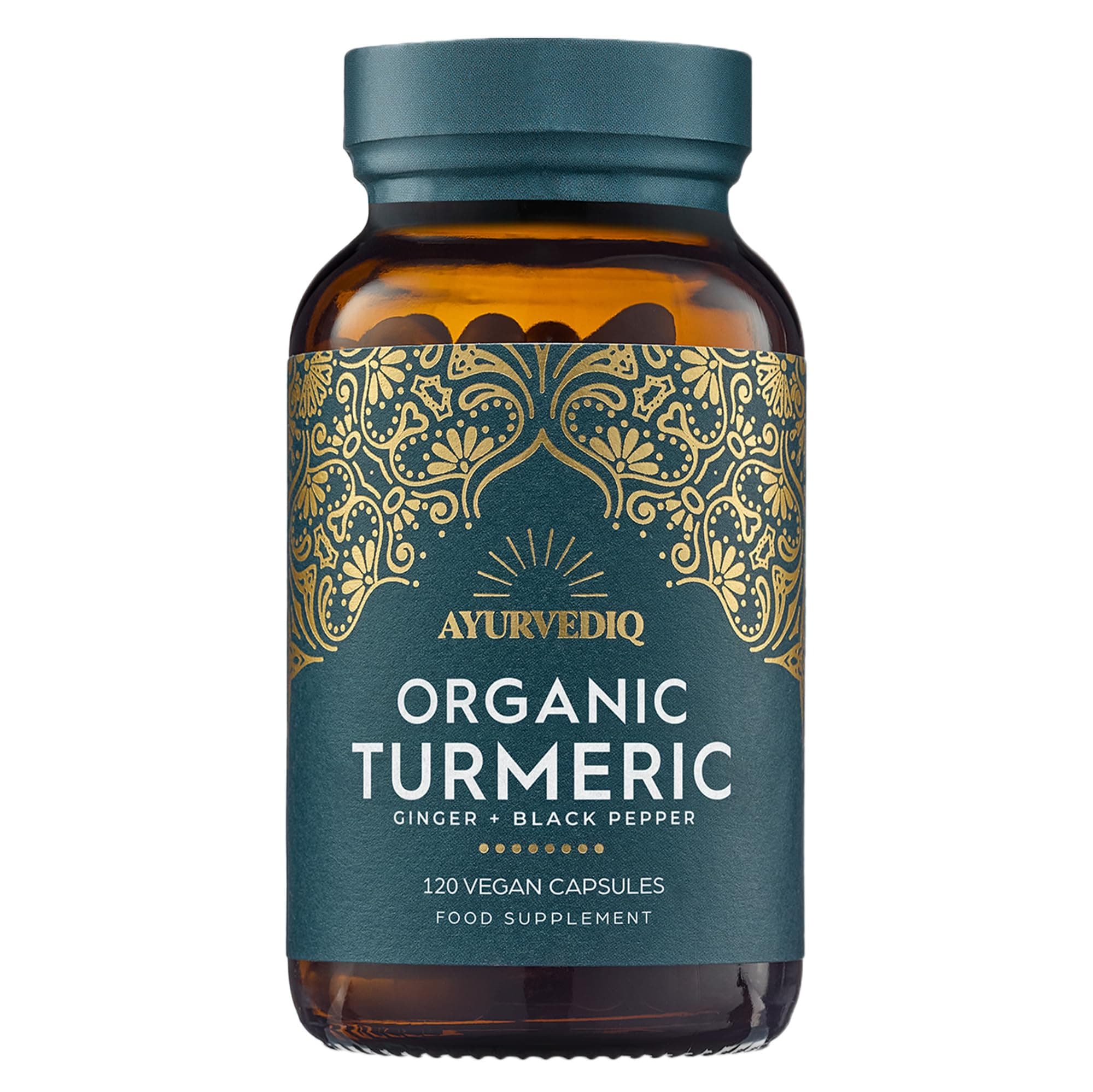 120 caps Organic Turmeric Ginger and Black Pepper Capsules Curcumin Capsules, Ginger Supplement, Turmeric and Black Pepper, Gluten Free, Dairy Free, Vegan