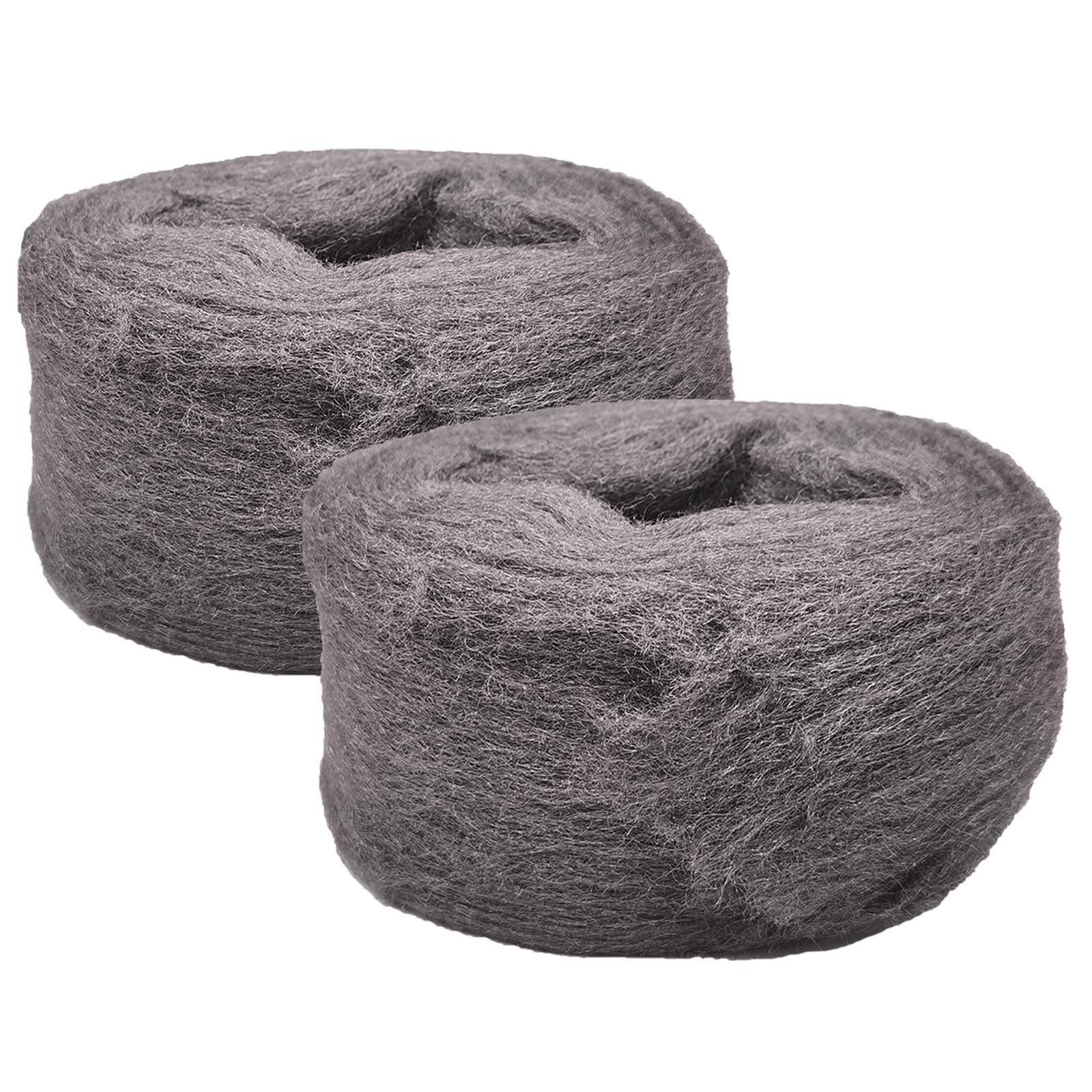 Steel Wire Wool 2 Rolls Wire Wool Pads, 0000 Grade Steel Wool Mice Ultra Fine Rodent Control Stops Gap Blocker for Cleaning, Polishing, Home and Kitchen