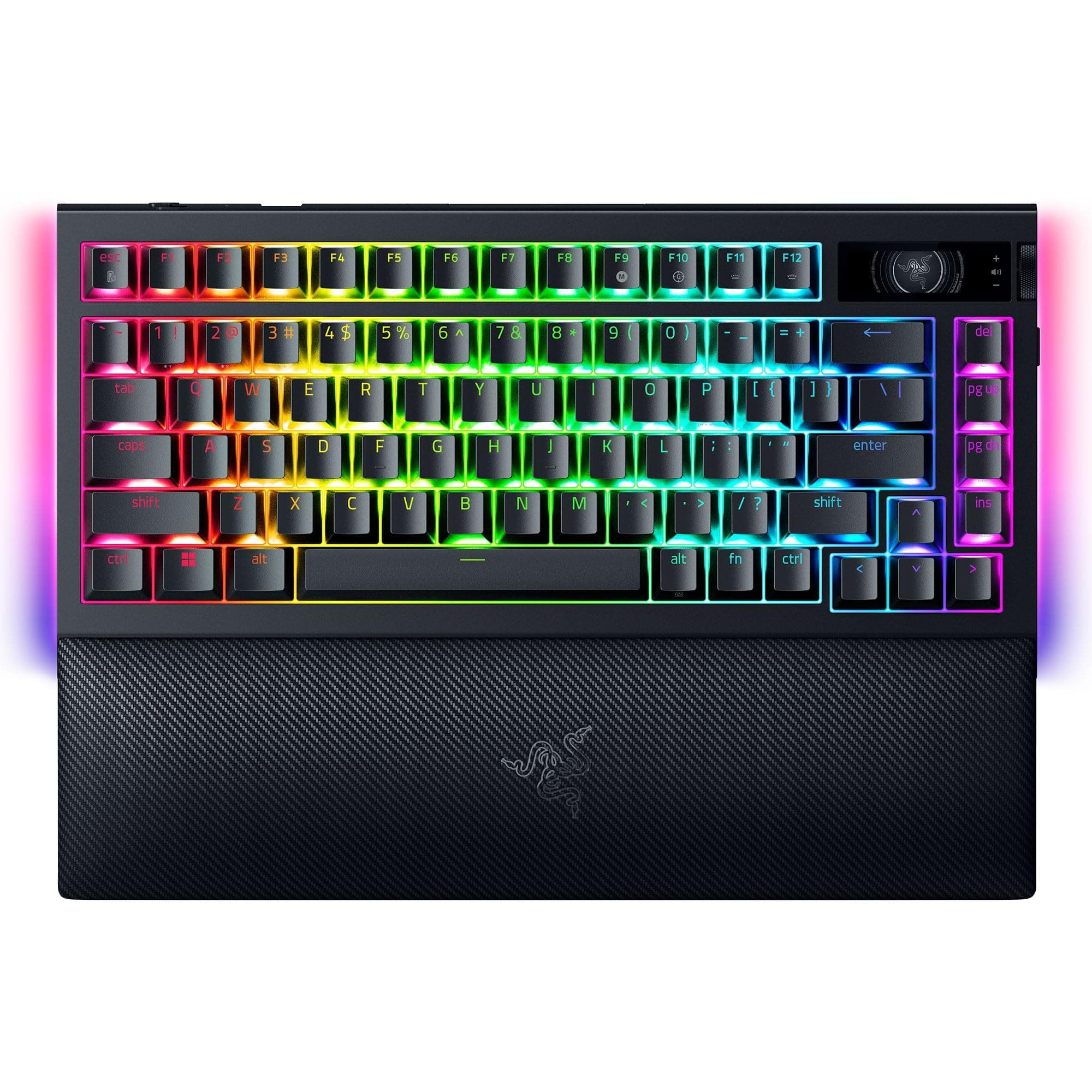 BlackWidow V4 Pro 75% Wireless Gaming Keyboard: OLED Display - True 4K Hz Wireless - Bluetooth - Hot Swappable - Orange Tactile Switches - Command Dial - Snap Tap - Chroma RGB - Wrist Rest