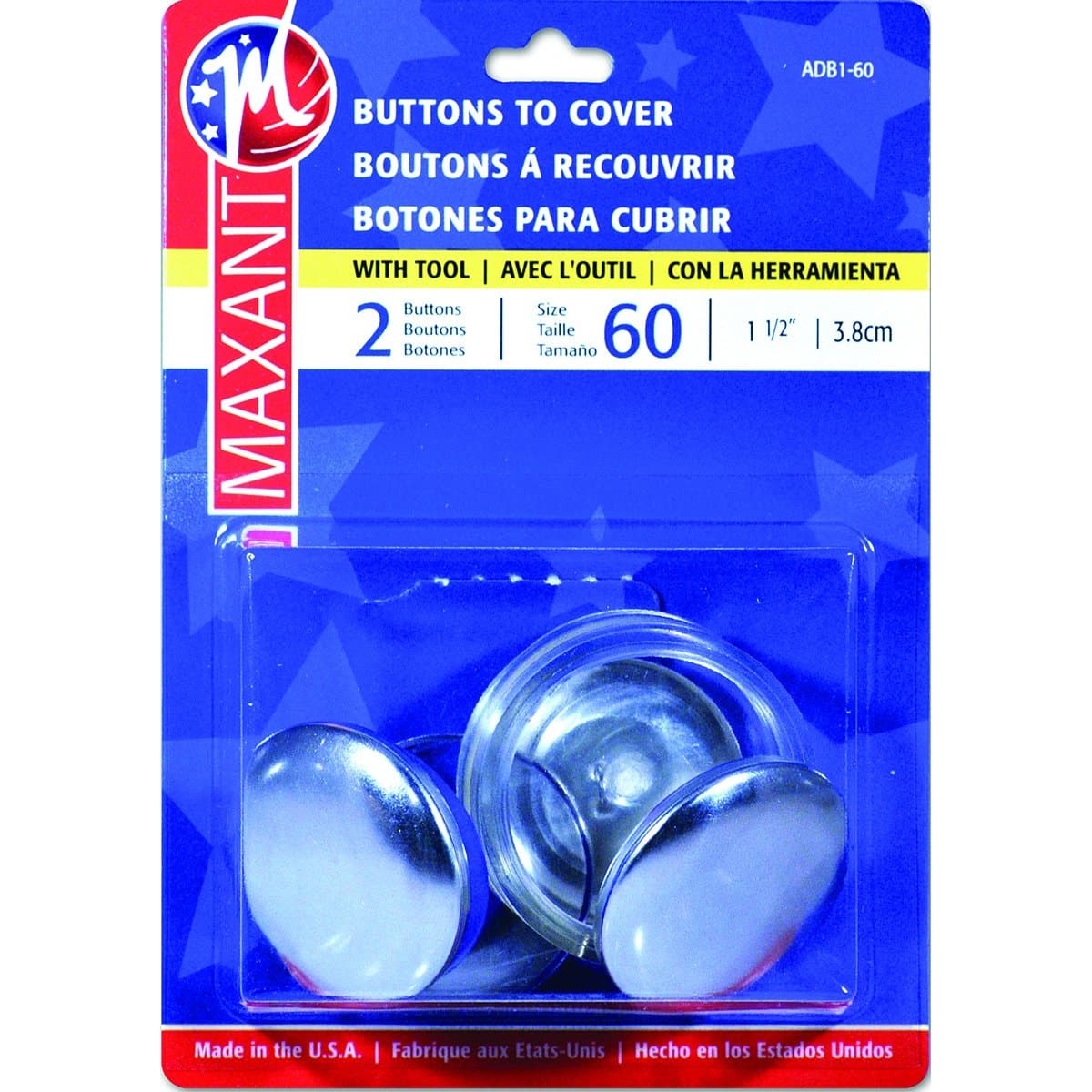 Maxant Button Cover Button Kit-Size 60 1-1/2" 2/Pkg