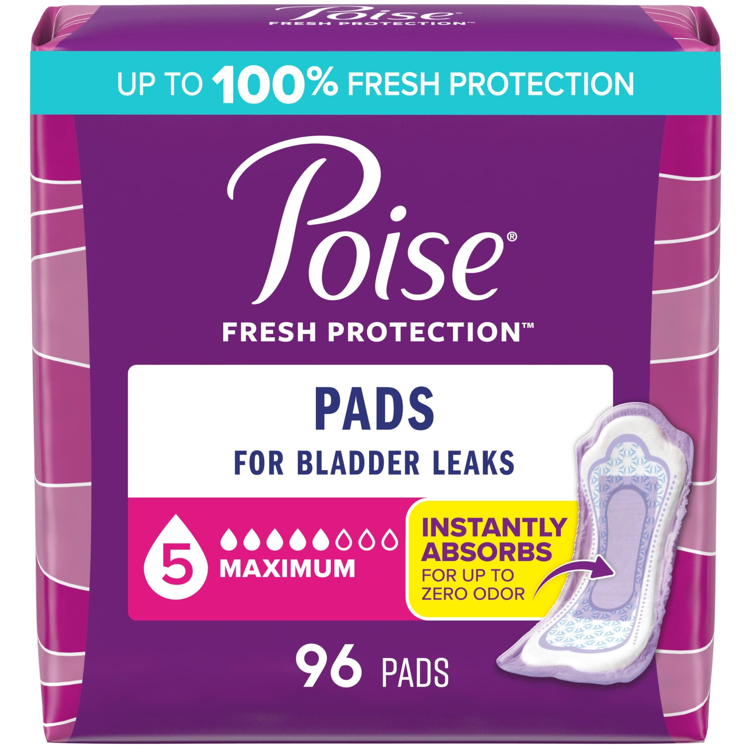 Incontinence Pads, Maximum Absorbency, Regular, 48 Count, Pack Of 2 (Packaging May Vary)