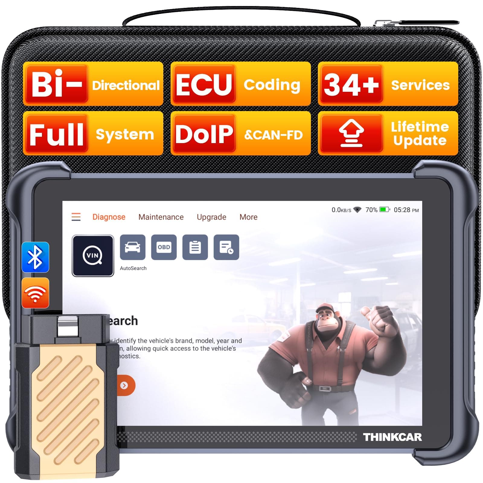 THINKCAR THINKSCAN 689BT Bidirectional Scan Tool, OEM Full Systems Diagnostic Scanner for Car, Bi-Directional OBD2 Scanner with ECU Coding, 34+ Services, AutoAuth for FCA SGW, CANFD&DoIP, Free Update