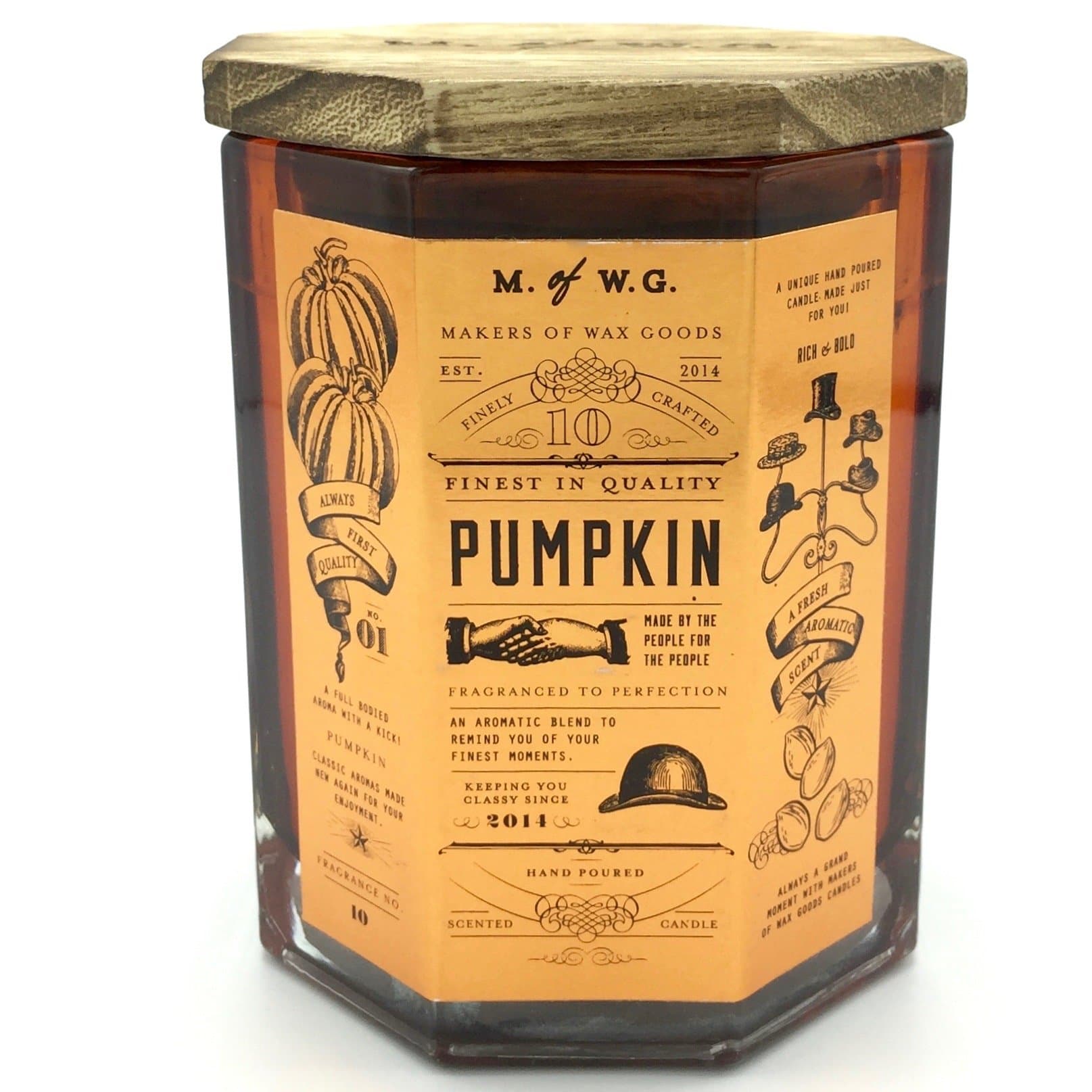 Makers of Wax Goods Pumpkin Scented Candle Wood Wick in Octagon Shaped Glass Jar