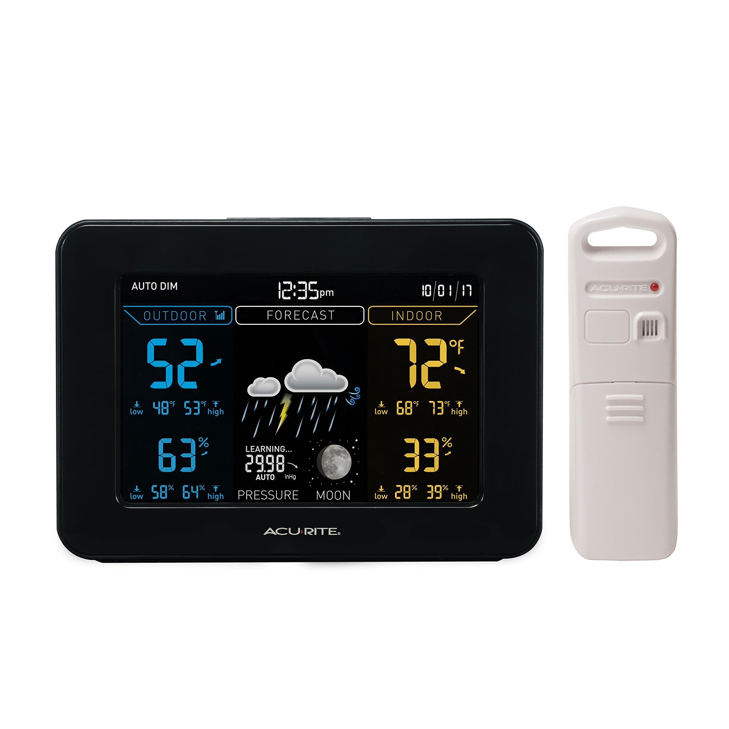 AcuRite 02027A1 Color Weather Station with Temperature and Humidity Monitor, Weather Forecaster - Dark Theme
