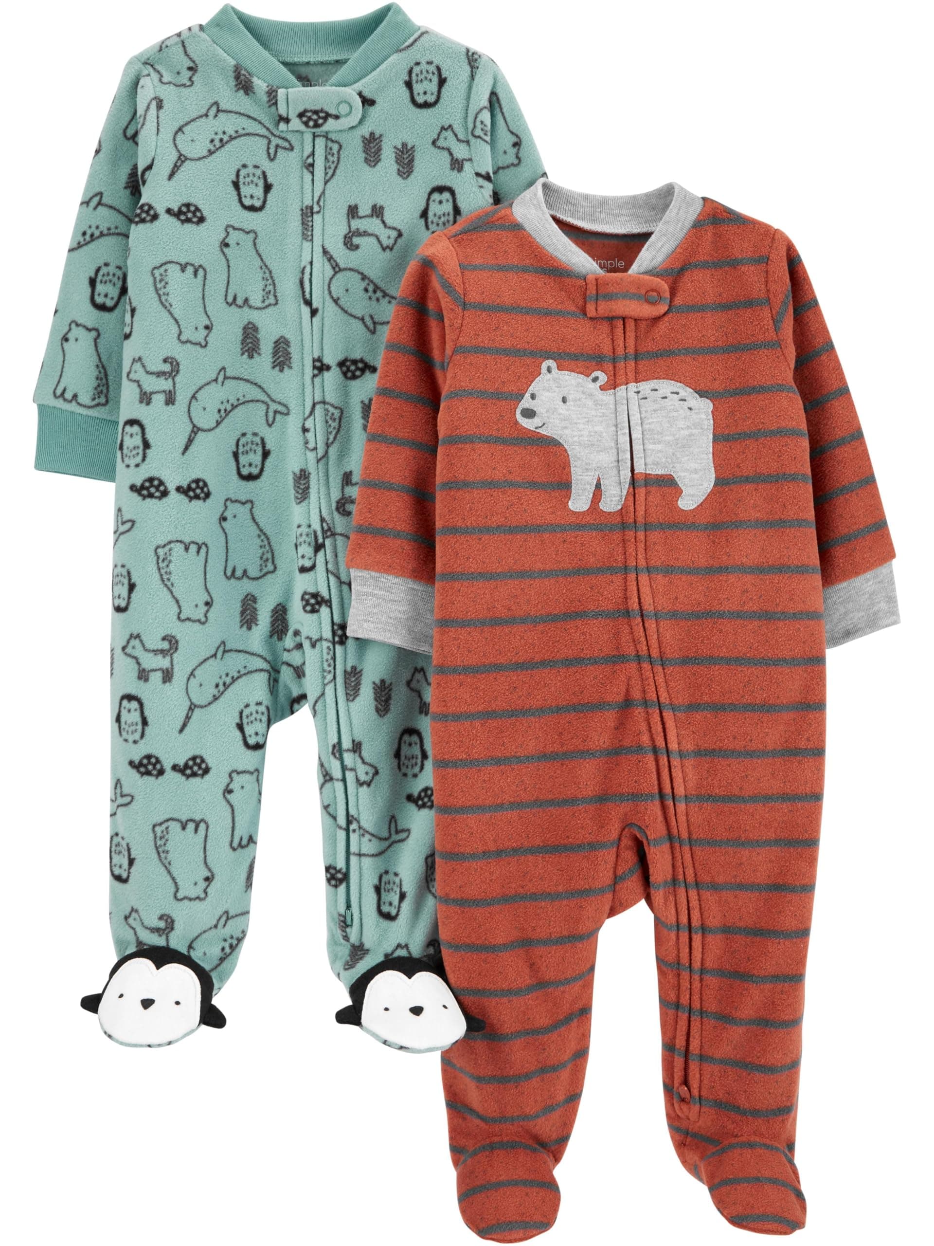 Baby Boys' 2-Pack Fleece Footed Sleep and Play