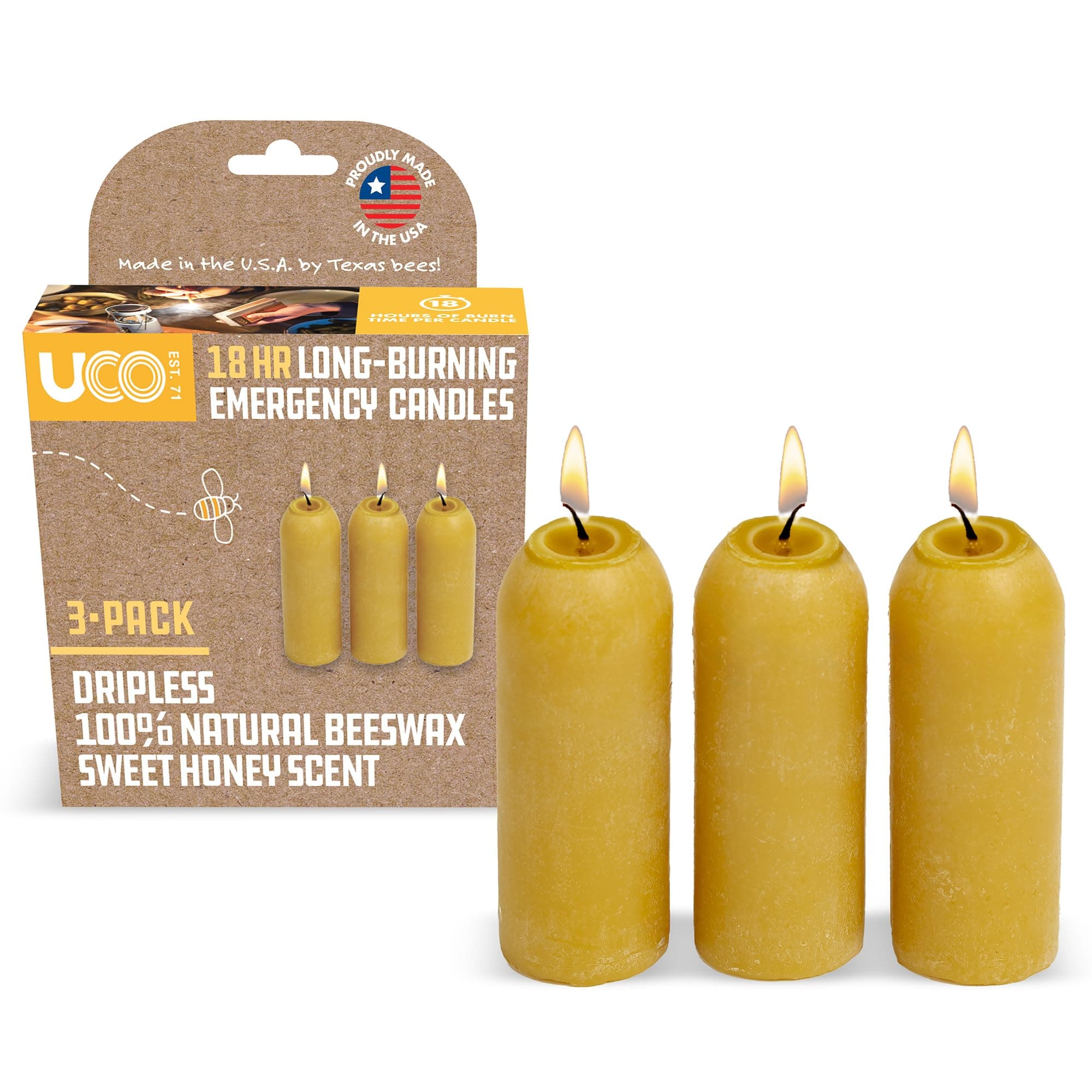 UCO Original Bees Wax Candle (Pack of 3) -Yellow