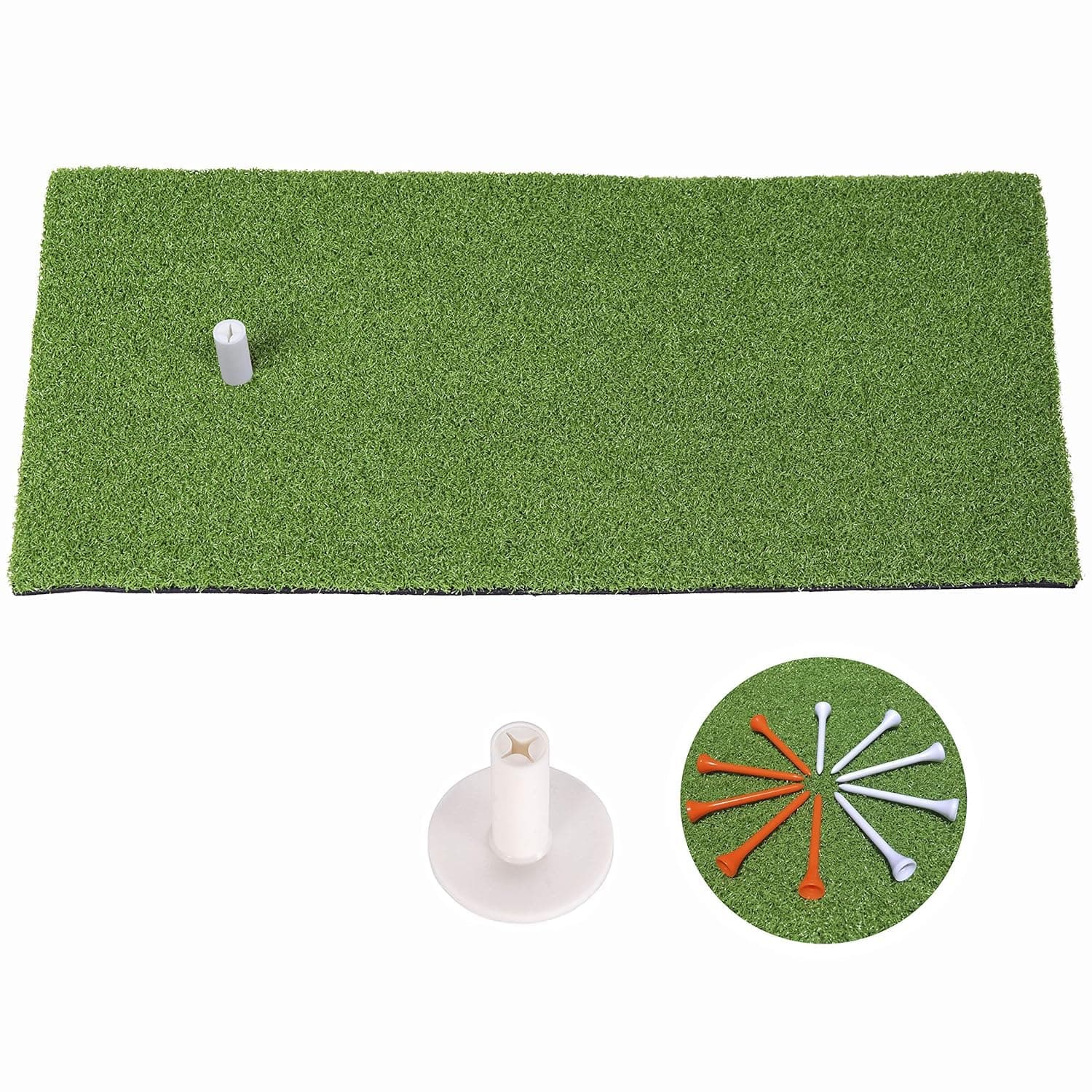 SkyLifeGolf Mat 12’’ X 24’’ Residential Practice Hitting Grass Mat with Removable Rubber Tee Holder, Home Backyard Garage Outdoor Practice (12’’ X 24’’)