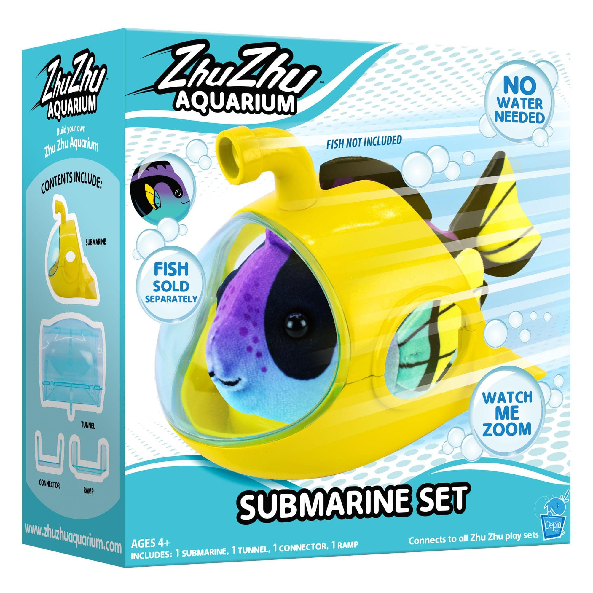 John Adams Zhu Zhu Pets | Zhu Zhu Aquarium Submarine Playset (fish sold separately) | Electronic Pets | Ages 4+, Blue