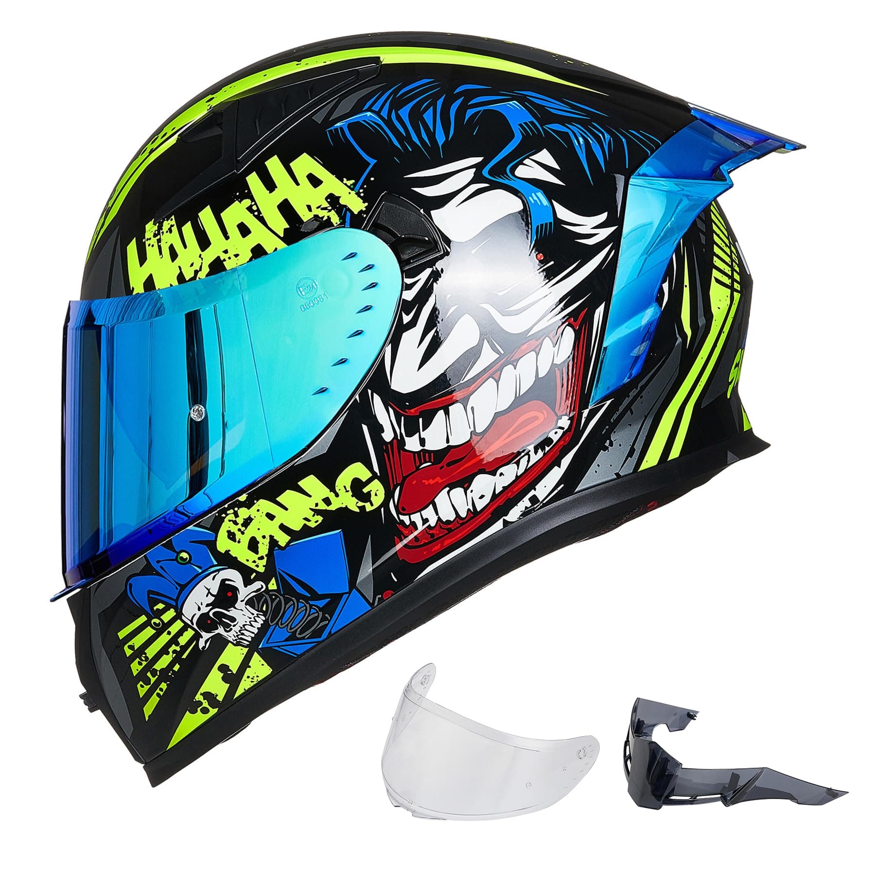 ILM Motorcycle Helmet Full Face with Pinlock Compatible Clear&Tinted Visors and Fins Street Bike Motocross Casco DOT Model Z501