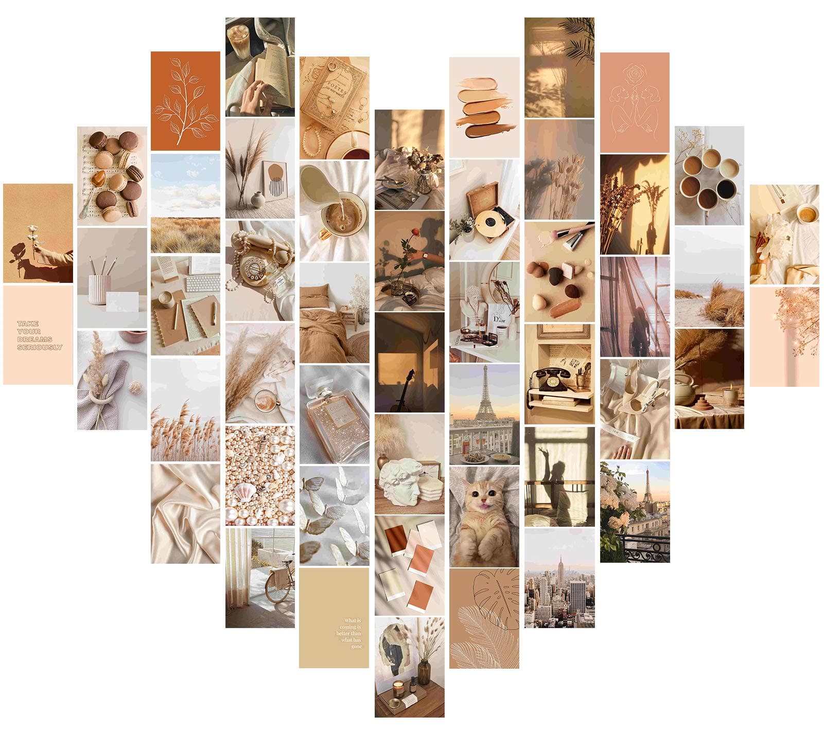 ARVOV Collage Print Kit, Aesthetic Picture for Wall Collage, Collage Posters Kit for Wall Aesthetic,Wall Collage Kit for Teen Girls Students Women - 50Pcs- Beige