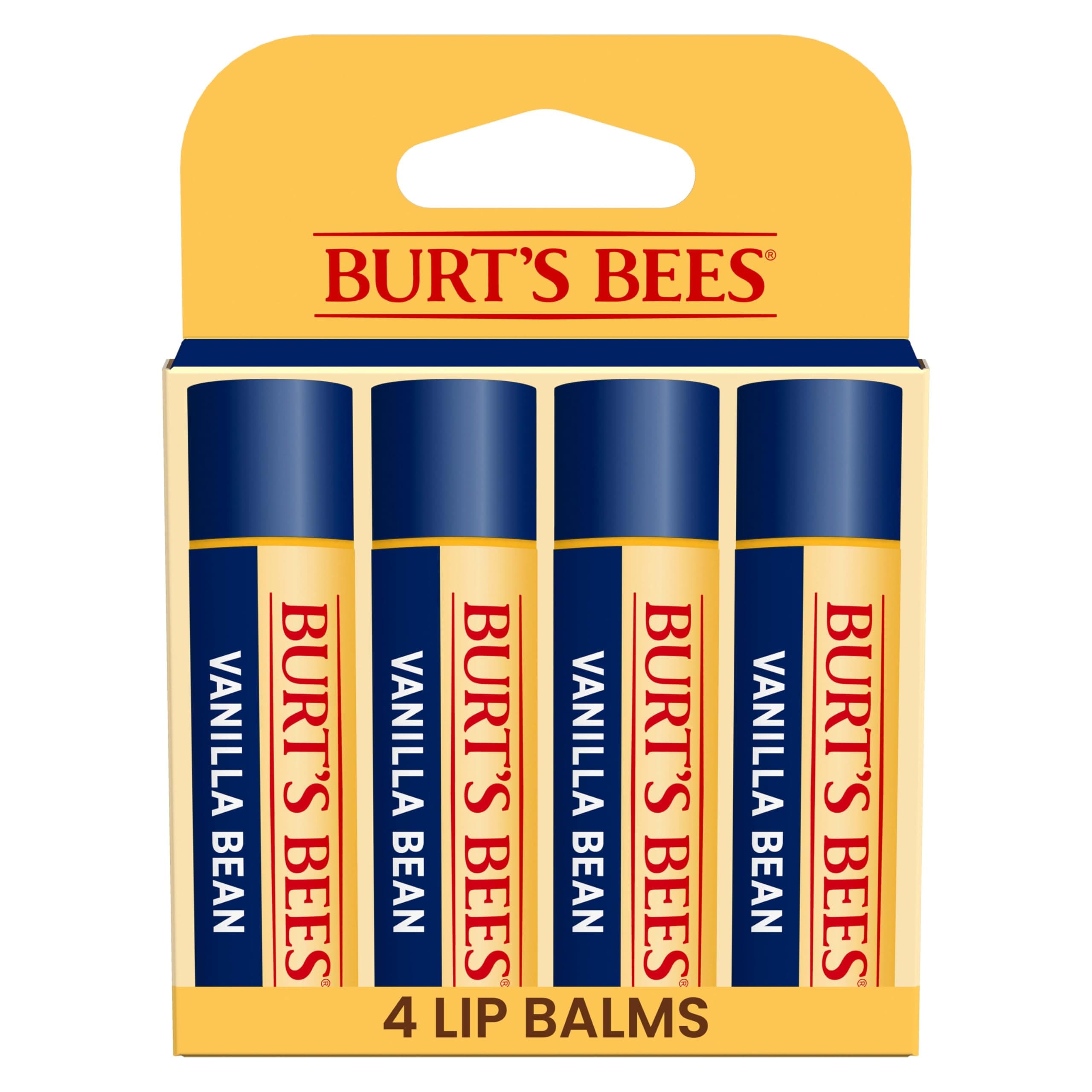 Burt's Bees 100% Natural Moisturizing Lip Balm, Vanilla Bean - 4 Tubes