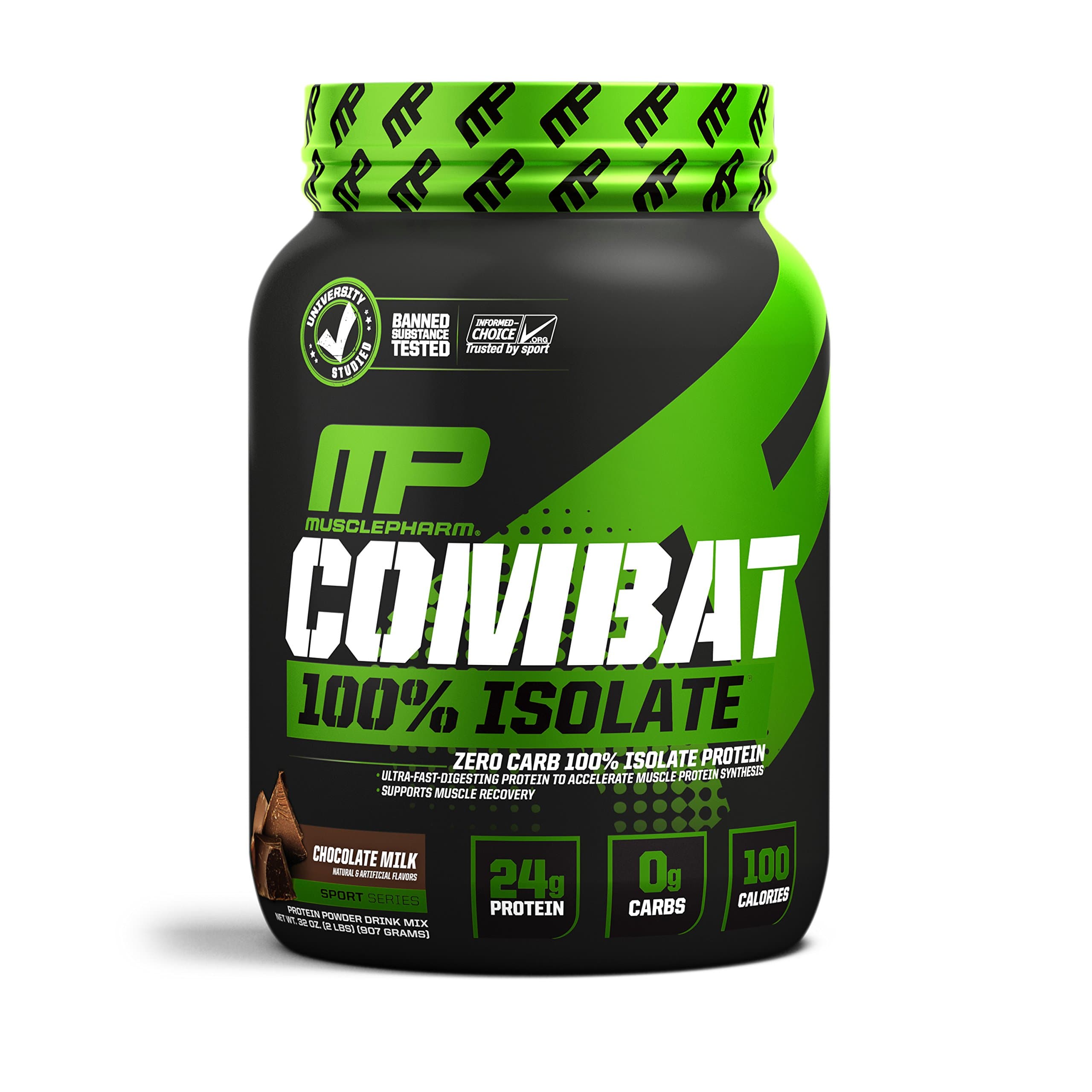 MusclePharm 100% Whey Isolate, Pure Isolate Protein Powder with 0 Carbs, Chocolate Milk, 24 Grams of Protein Per Serving, Whey Isolate Protein, Quality Protein Powder, 2-Pounds, 33 Servings