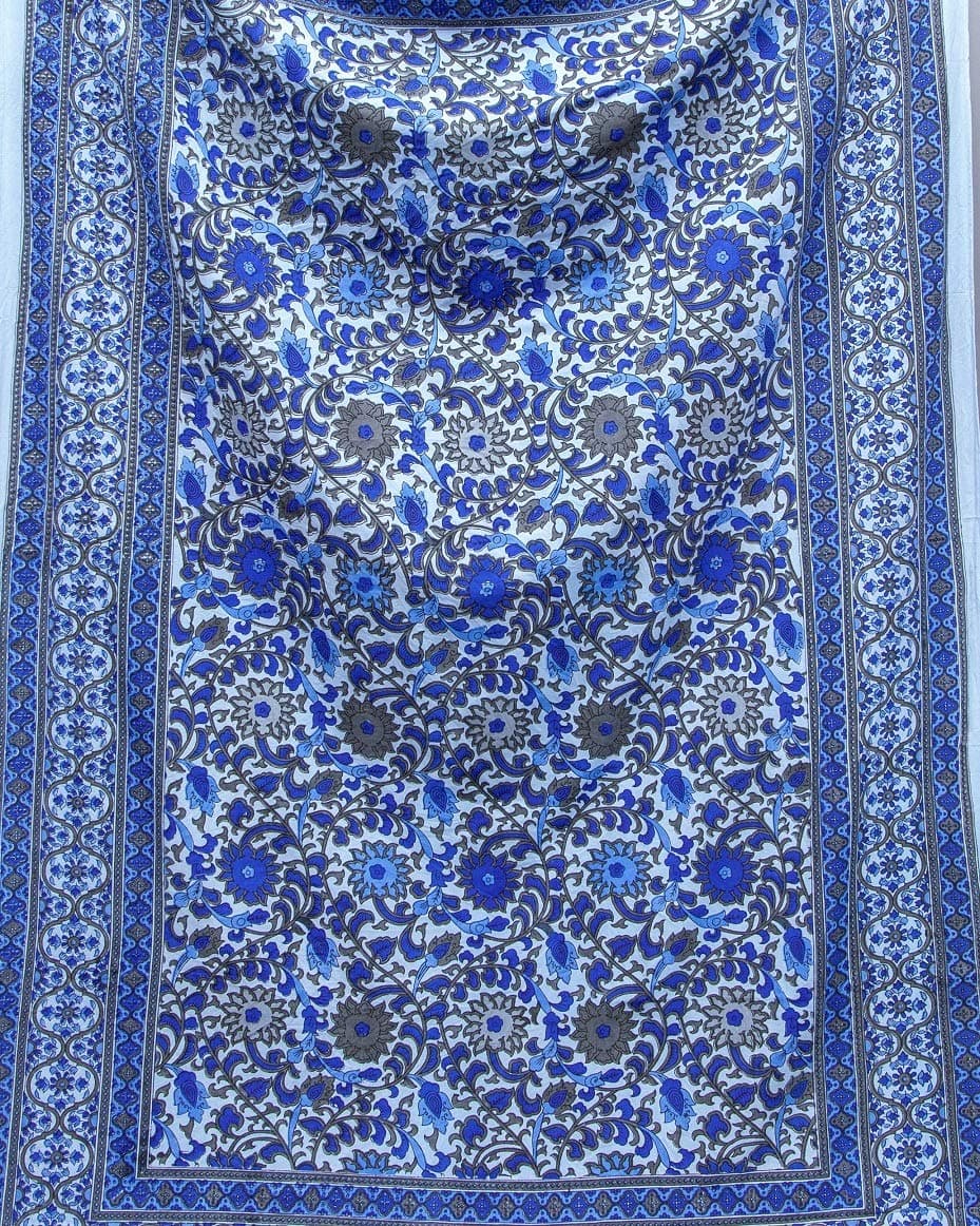 انديا ارتسIndia Arts Indian Bedspread ? Cotton Sunflower Print,Blue-Gr