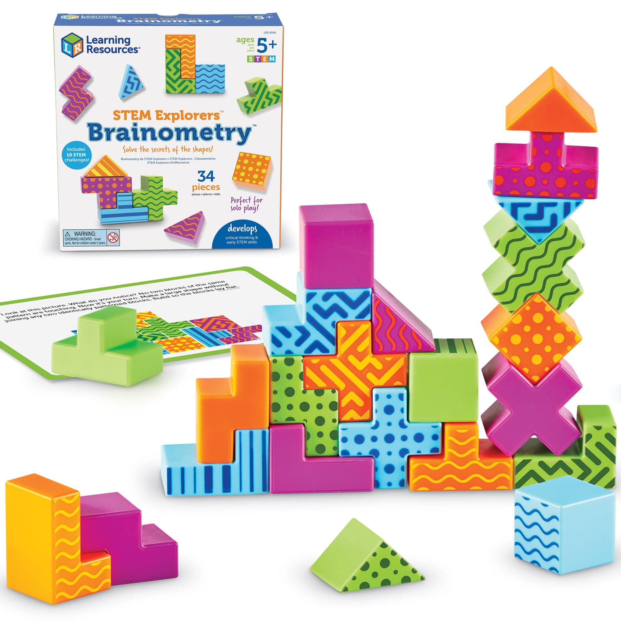 Learning Resources STEM Explorers Brainometry - 34 Pieces, Ages 5+ STEM Toys for Kids, Brain Teaser Toys and Games, Kindergarten Games