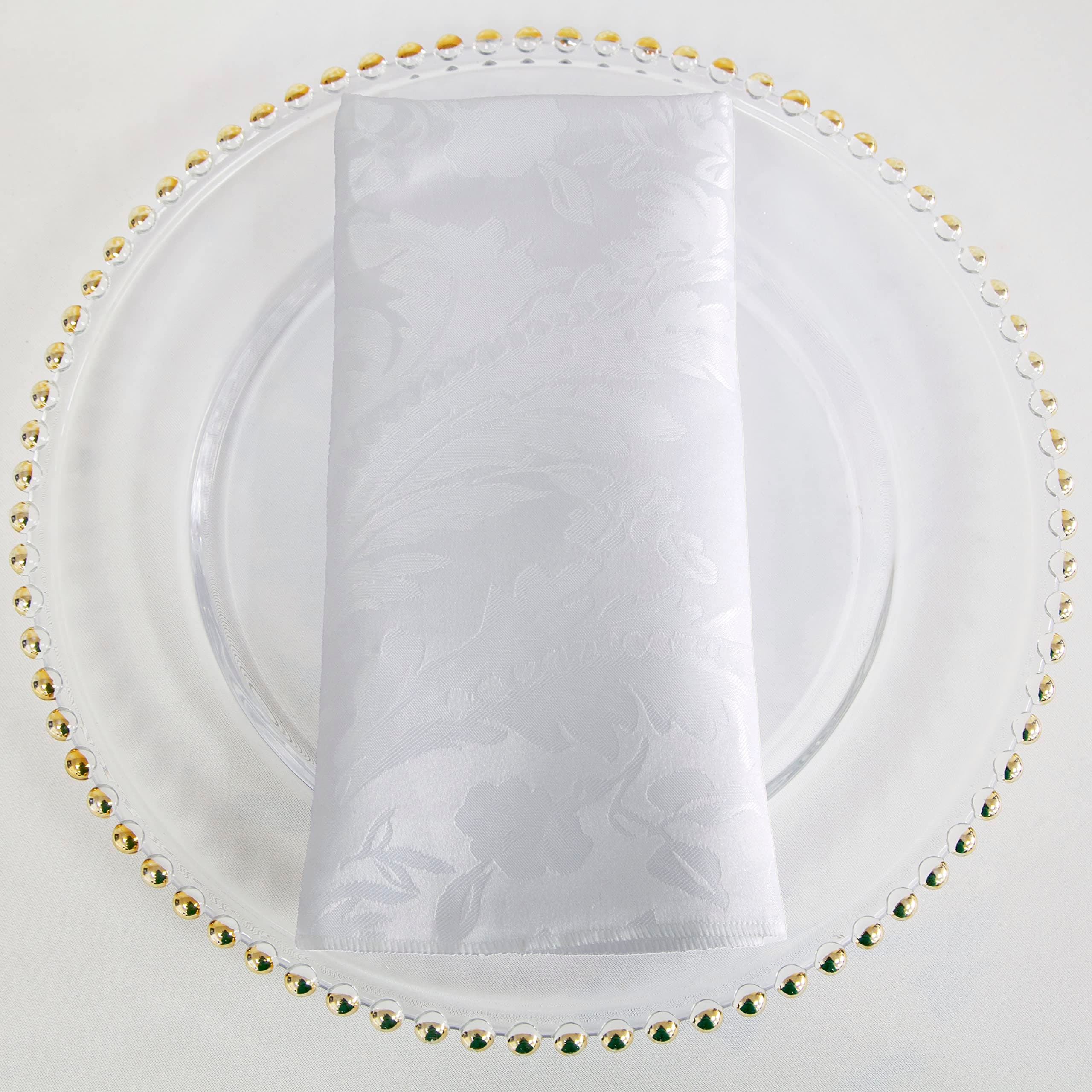 Decor Essentials Damask Napkin Table Linen Wedding Events Parties Decorations (White, Napkin 20" x 20")