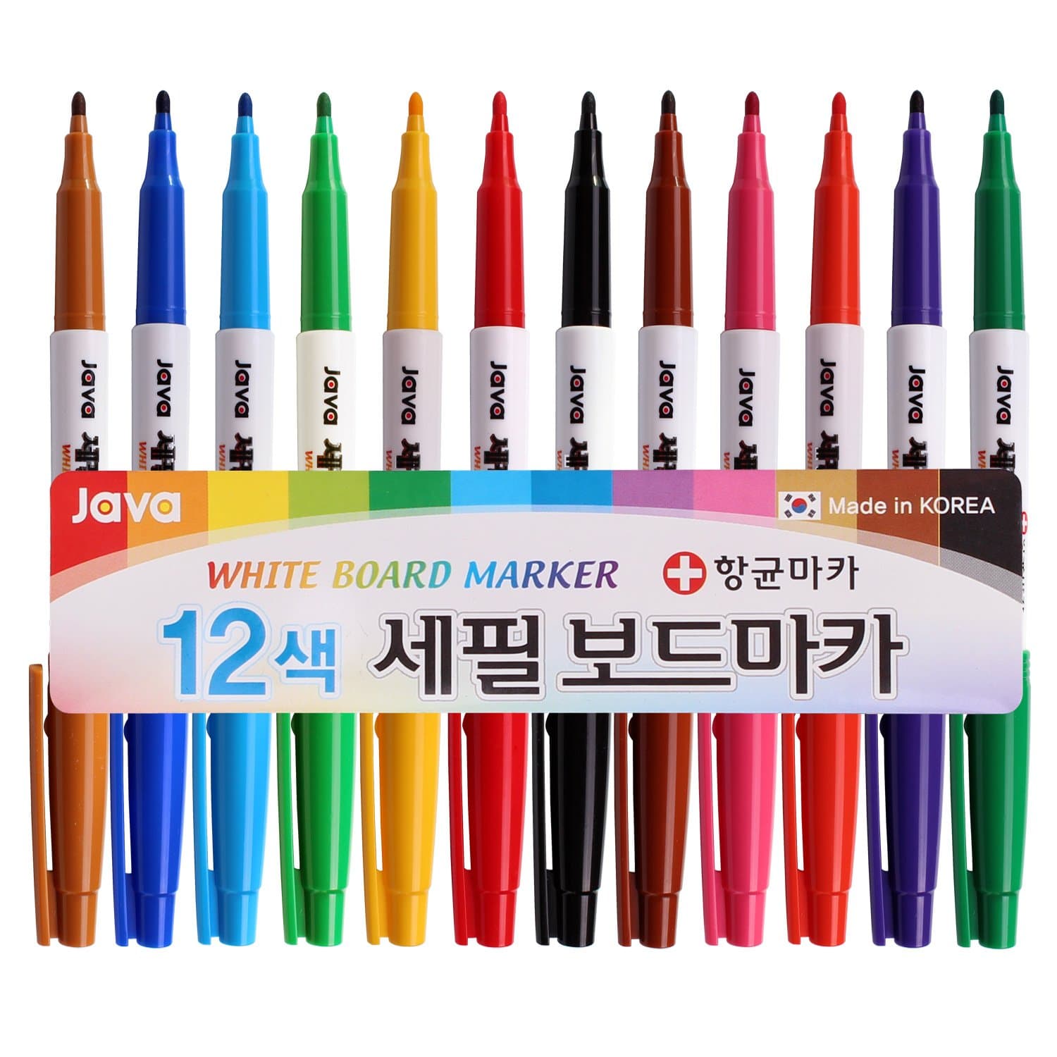 Java Pen Extra Fine 2.4mm Nip White Board Marker Pens (Pack of 12 Colors)
