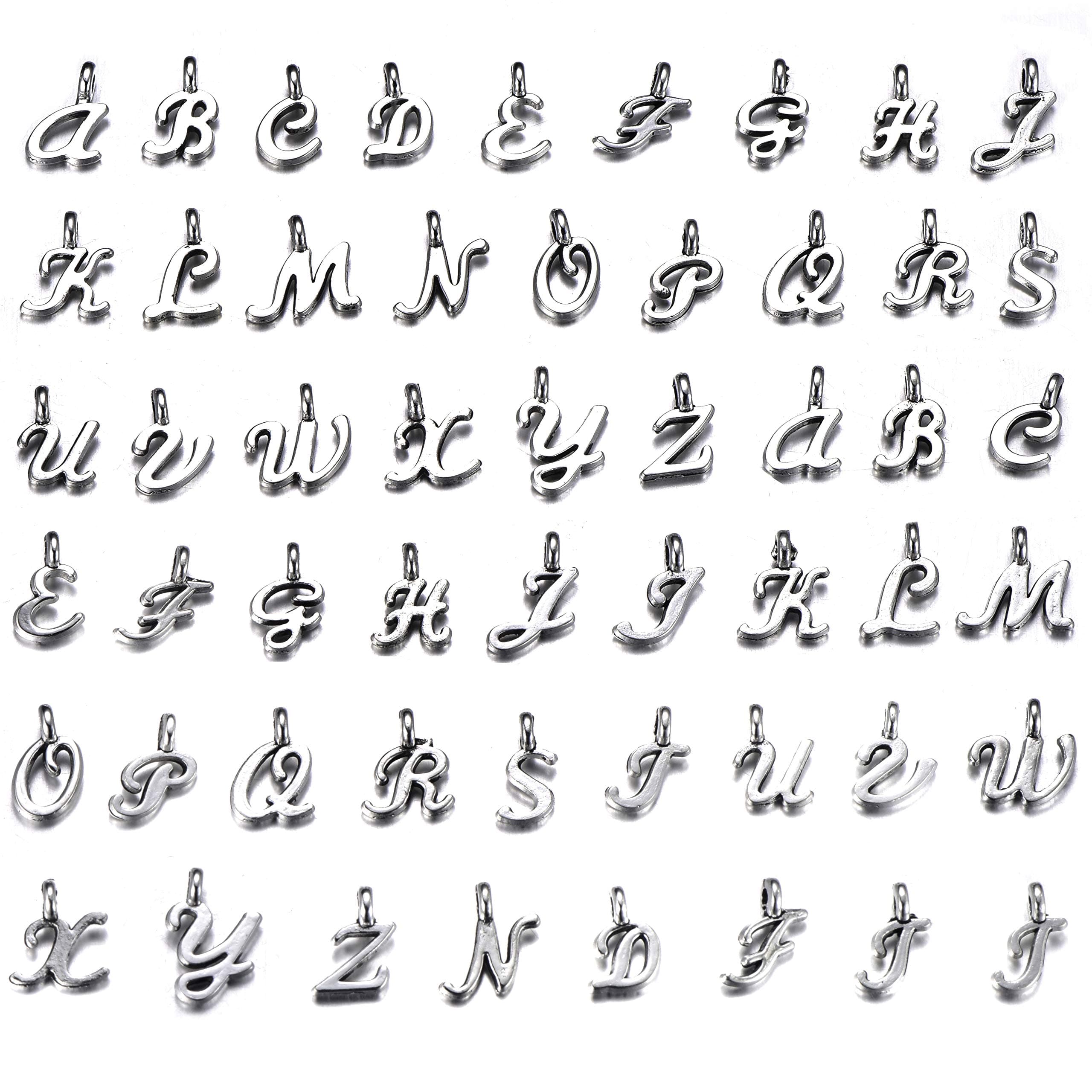 104pcs/4Set ABC Letter/Alphabet A-Z Letter Charms Pendant Loose Beads Set for Jewelry Making