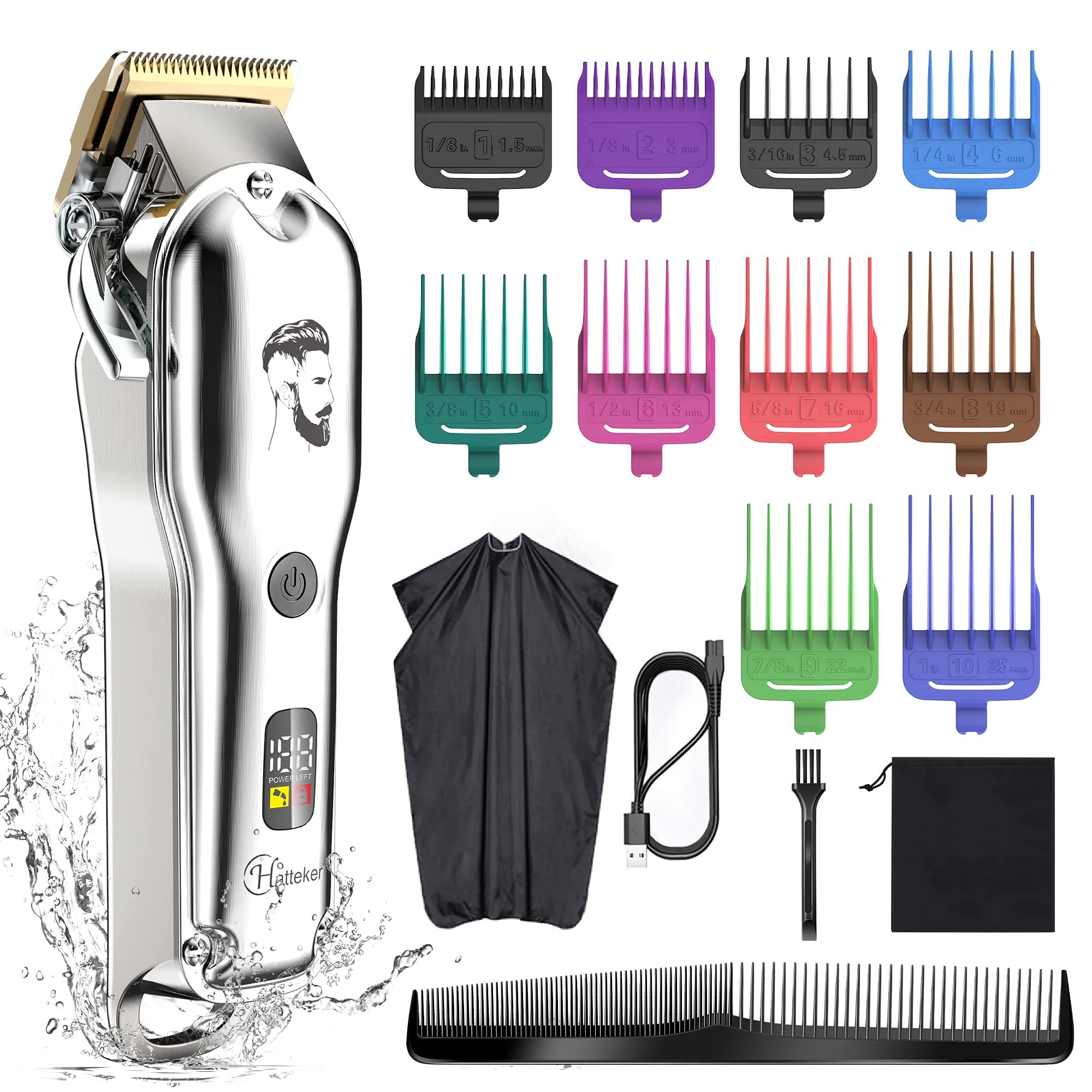 Mens Hair Clipper Beard Trimmer Hair Trimmer for Men Cordless Clippers Professional Barbers Grooming Kit IPX7 Waterproof