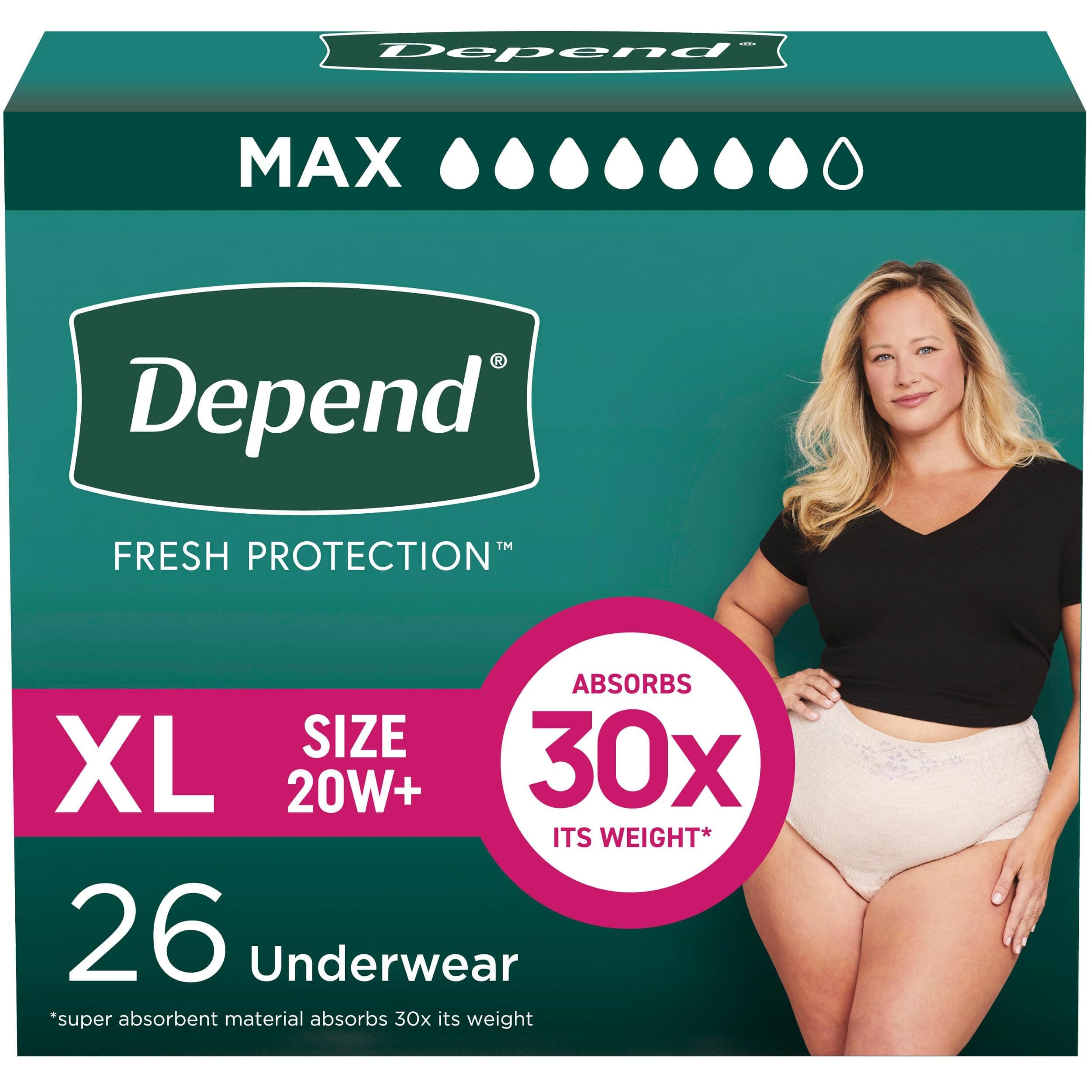 FIT-Flex Incontinence Underwear for Women, Disposable, Blush, X-Large, 26 Count