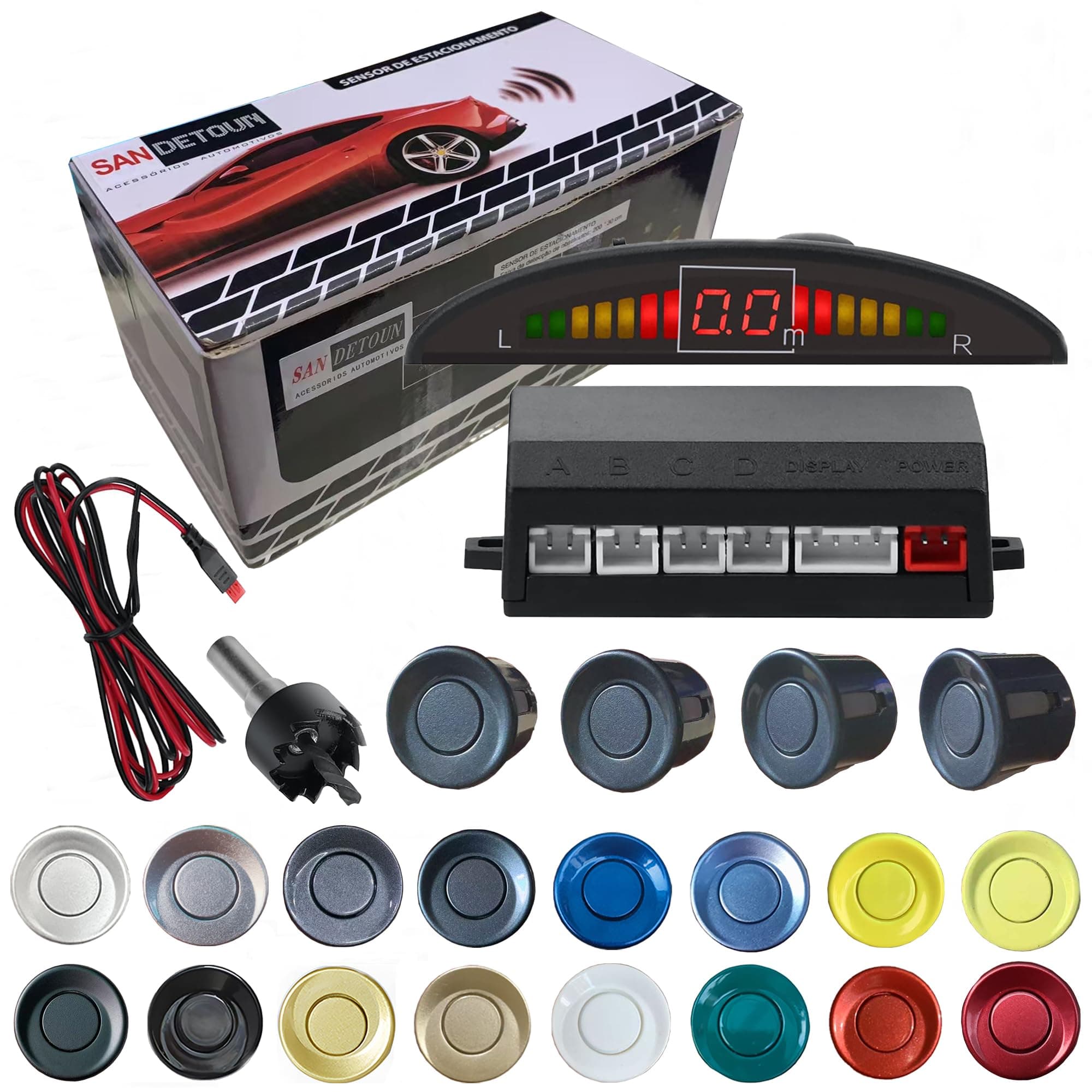 Parking Sensor Kit Backup Sensor Kit Reverse Sensor for Car 18 Color Options for Probes Adjustable Alarm Volume Professional Sensore de Reversa para Carro Safe Driving Assistant（Livid Grey）