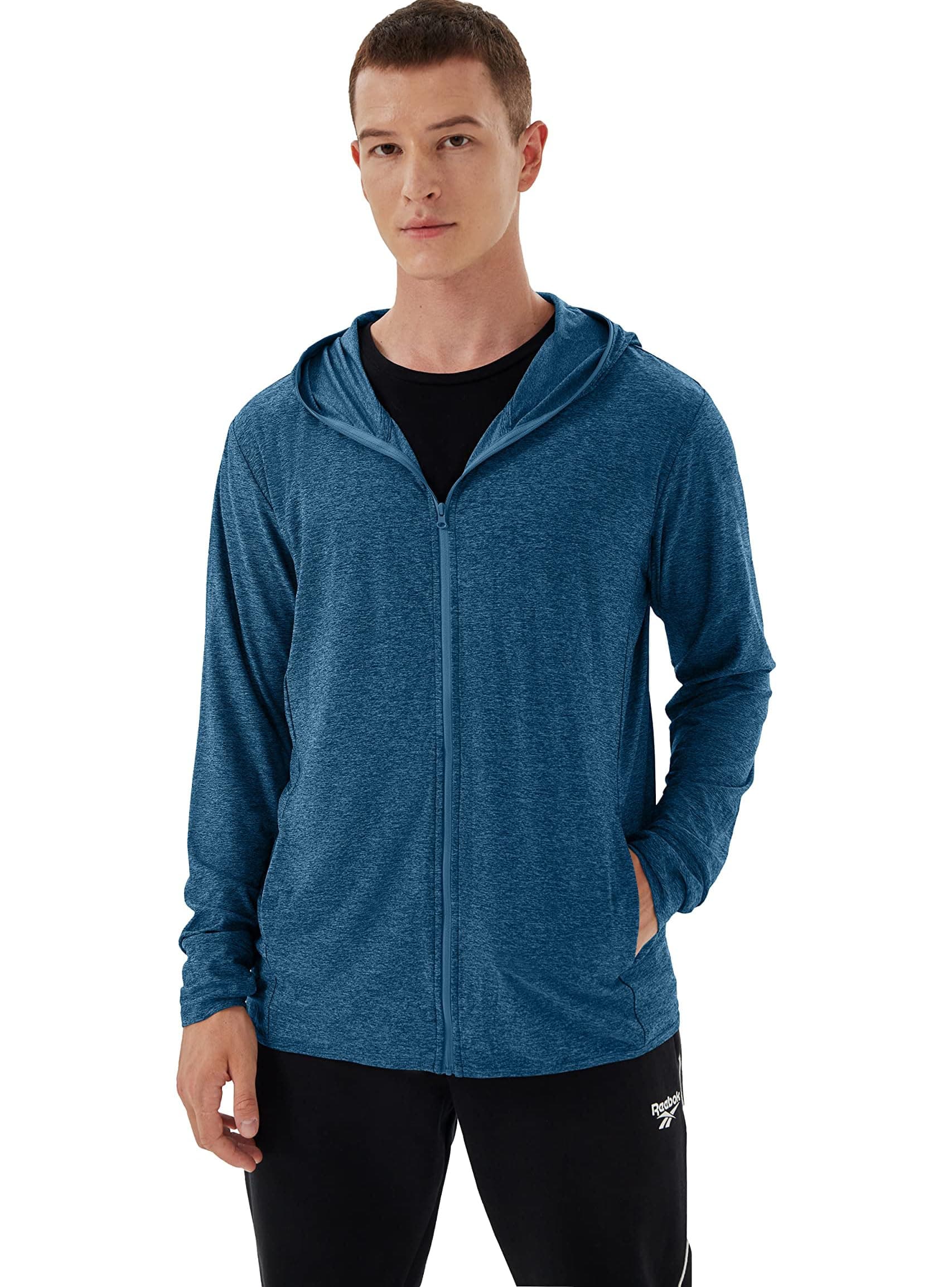 WoituryMens UPF 50+ UV Full Zip Sun Protection Hoodie Jacket With Thumb holes Cooling Lightweight Fishing Hiking Cooling Shirts men