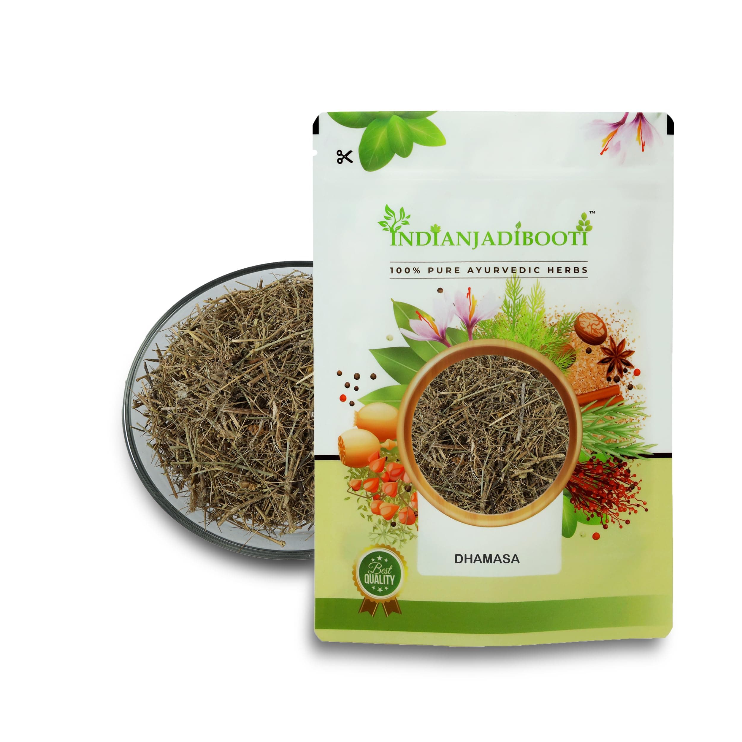 IndianJadiBooti Dhamasa (Fagonia Cretica) | 250g | Damasha Panchang/Sachhi Buti | Whole Plant Dried Herb (with Thorns) | Traditional Cooling & Purifying Tonic (Rakta Shodhak)