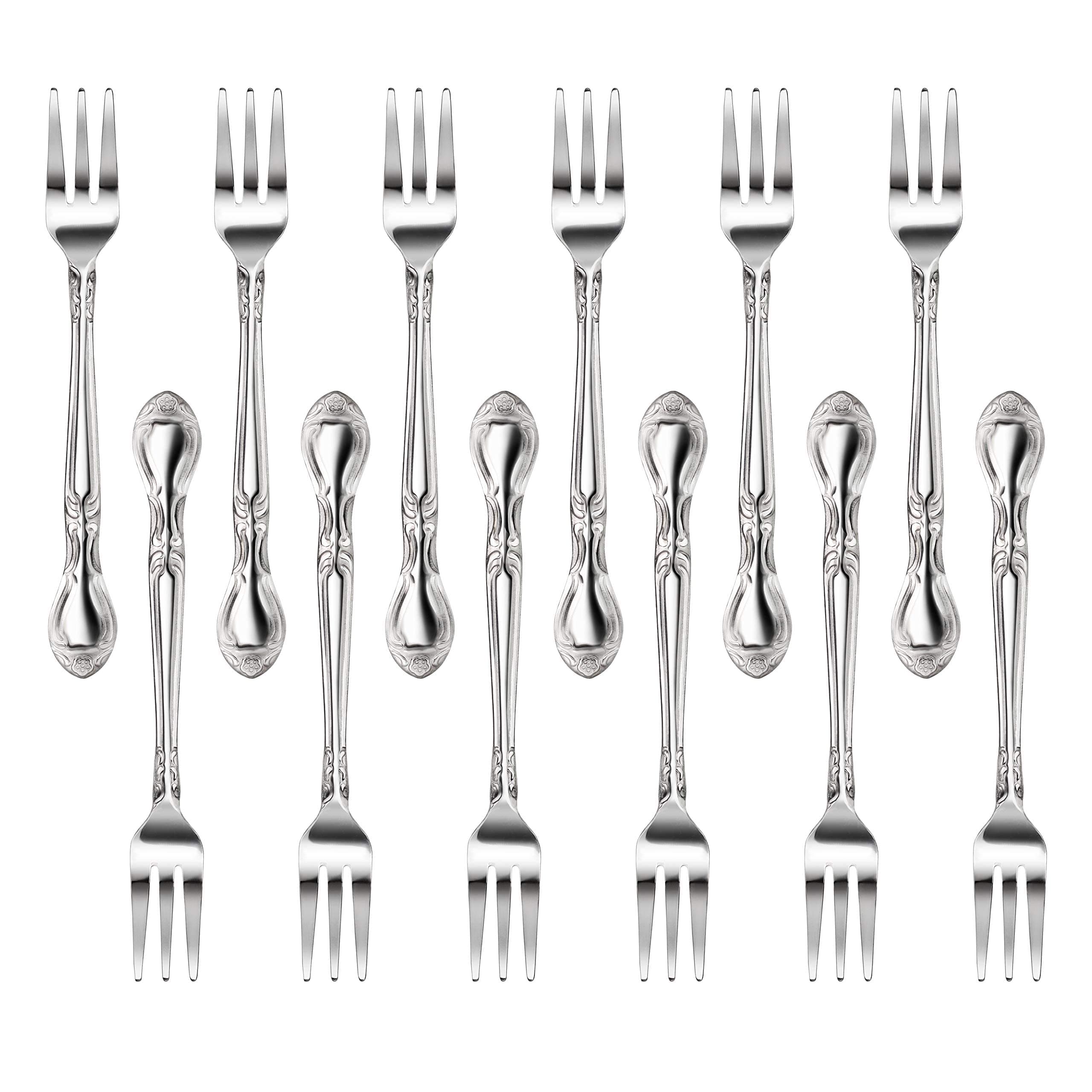 New Star Foodservice 58680 Stainless Steel Rose Pattern Oyster Fork, 5.8-Inch, Set of 12…