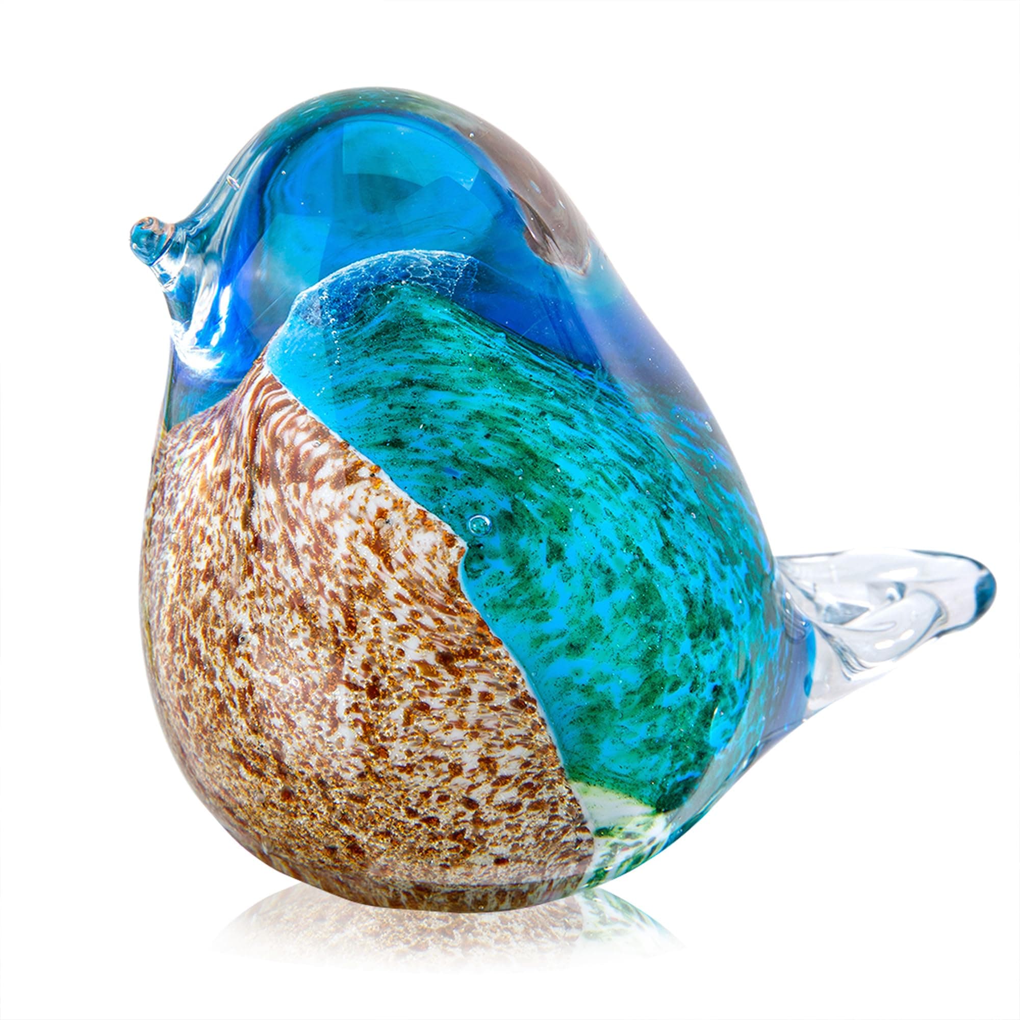 Sponsored Ad - 4.3" Glass Blue Bird Figurine, Blown Glass Bird Statues Home Decor, for Women Mom Bird Lover