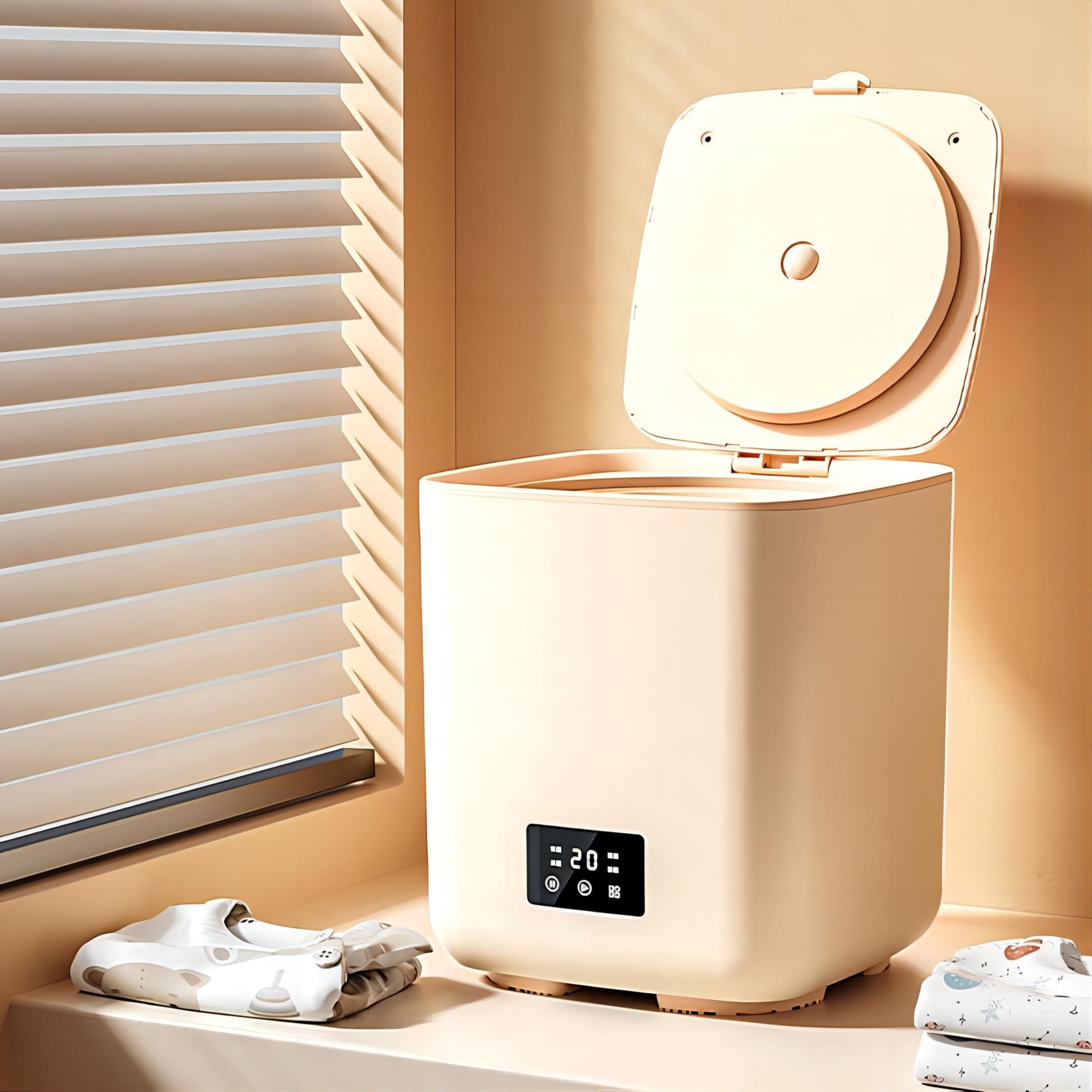 Fully Automatic Small Washing Machine, Mini Portable Washing Machine with 7 L Capacity, Deep cleaning of underwear, Underwear or Small Items, Apartment, Dorm,RV Travel laundry