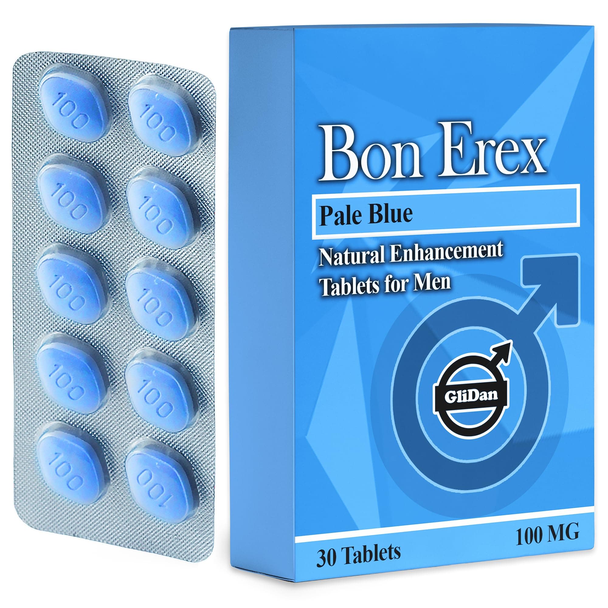 Bon Erex - 30 Pale Blue Pills for Men 100mg | Herbal Male Enhancing Supplemen...