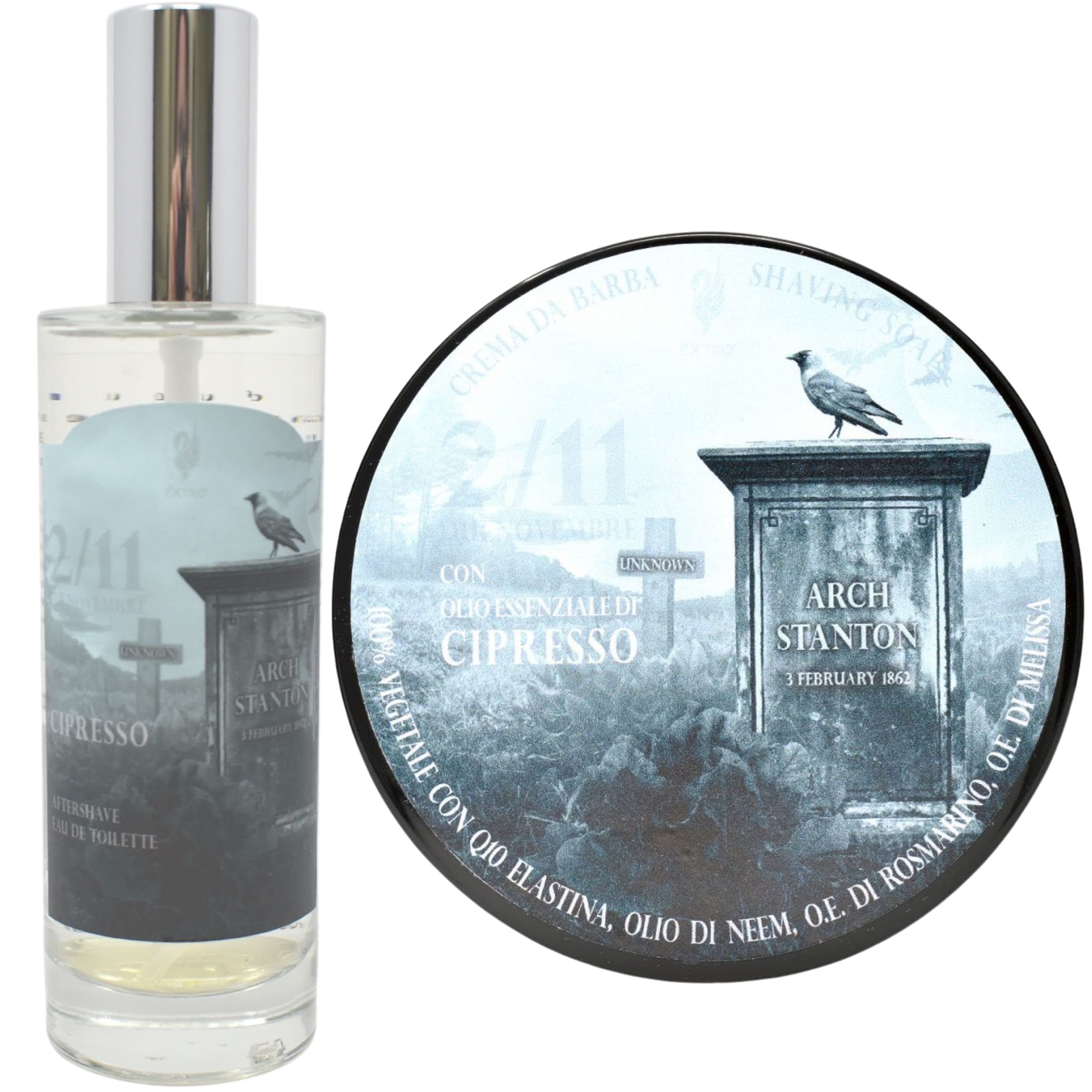 Extro Cosmesi Cipresso 100% Vegetable Based Shaving Cream 150ml & Eau de Toilette Afteshave 100ml Twin Set
