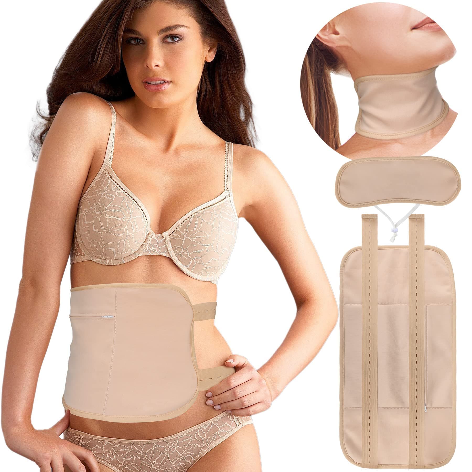 ALMEKAQUZ2Pack Castor Oil Pack Wrap, Reusable Organic Castor Oil Pack Kit, Castor Oil Packs for Liver Detox with Adjustable Elastic Strap Flannel Cotton Machine Washable Anti Oil Leak