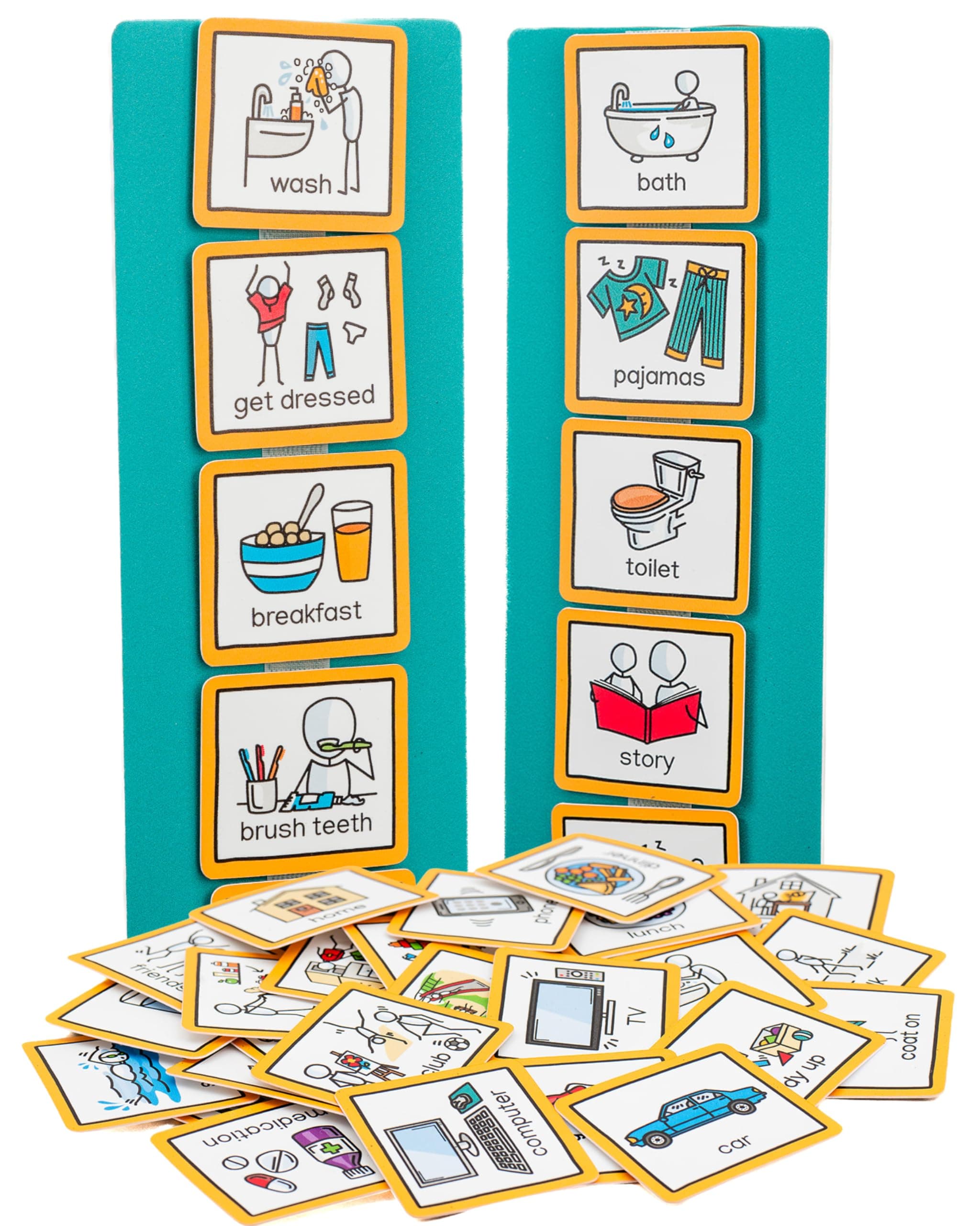 Visual Schedule routine chart for children with pecs cards to support communiation for kids, toddlers, autism, adhd, downs syndrome, dementia.