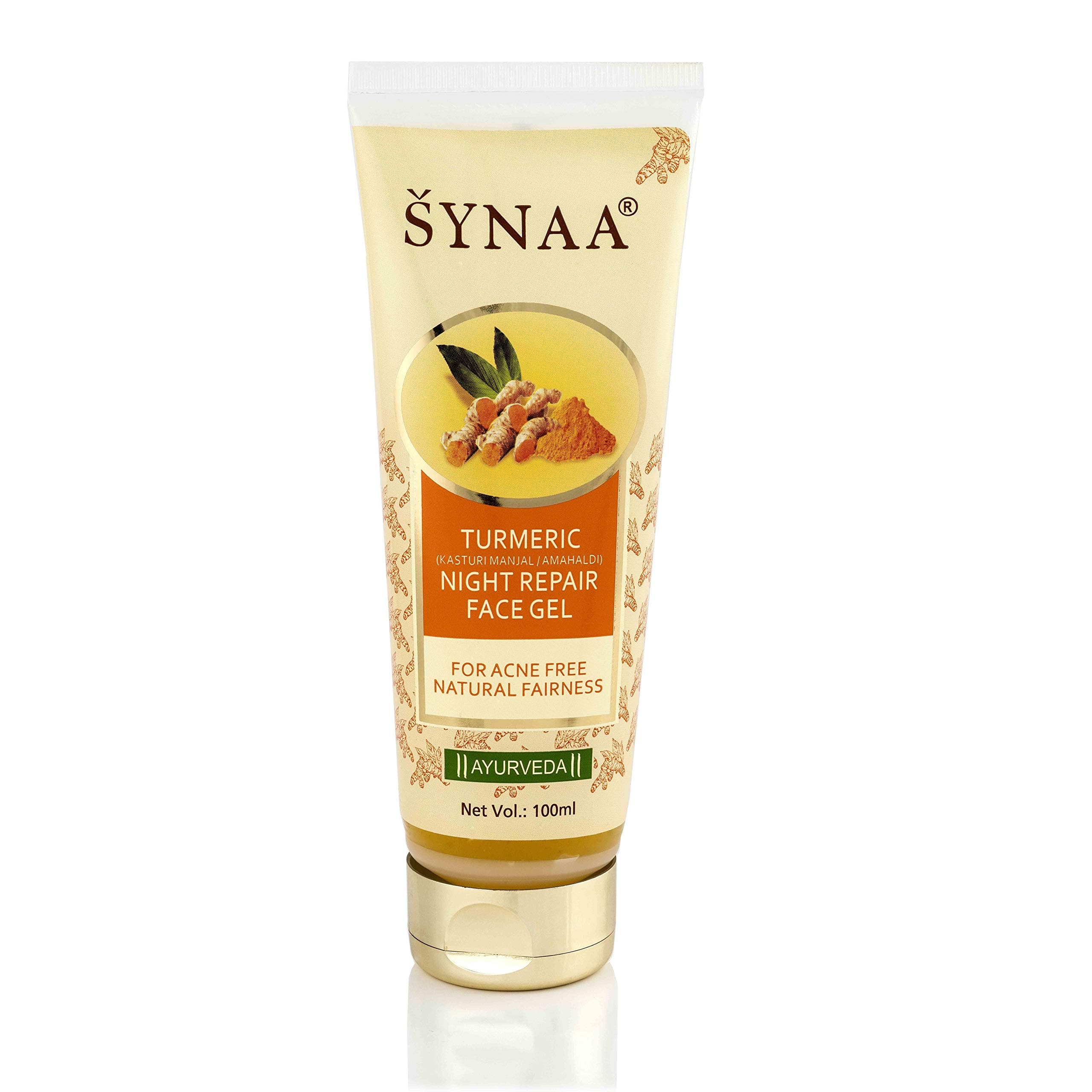 Synaa Anti Acne Turmeric Overnight Face Gel -Natural Fairness Skin Paraben Free! -100 ML