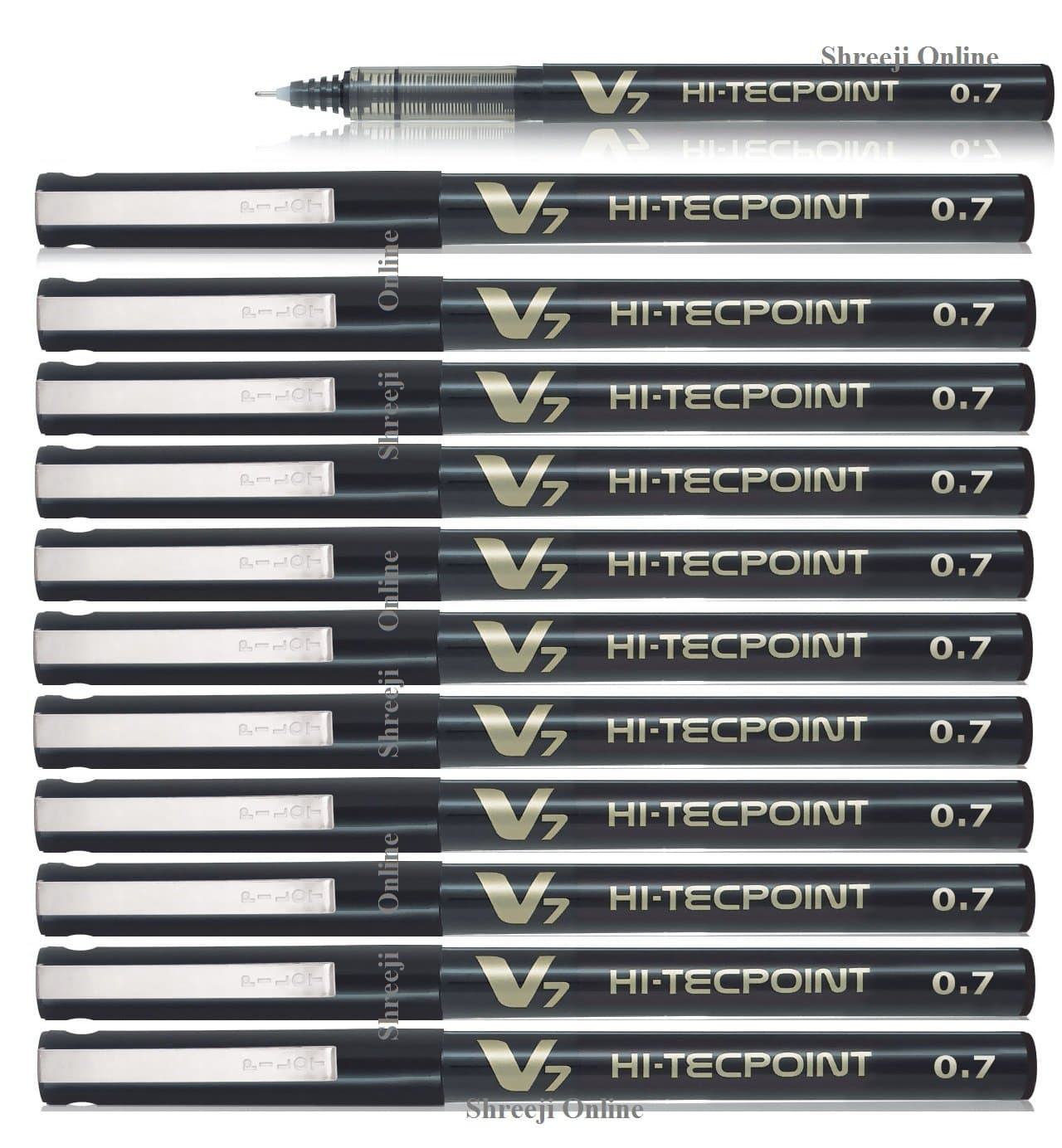 Pilot BX-V7-B Hi-Tecpoint Rollerball Pen, 0.7 mm Tip - Black, Box of 12