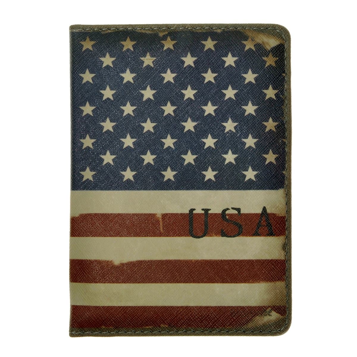 Vintage Novelty PU Leather Travel Wallet Passport Holder Case Waterproof Cover, US National Flag