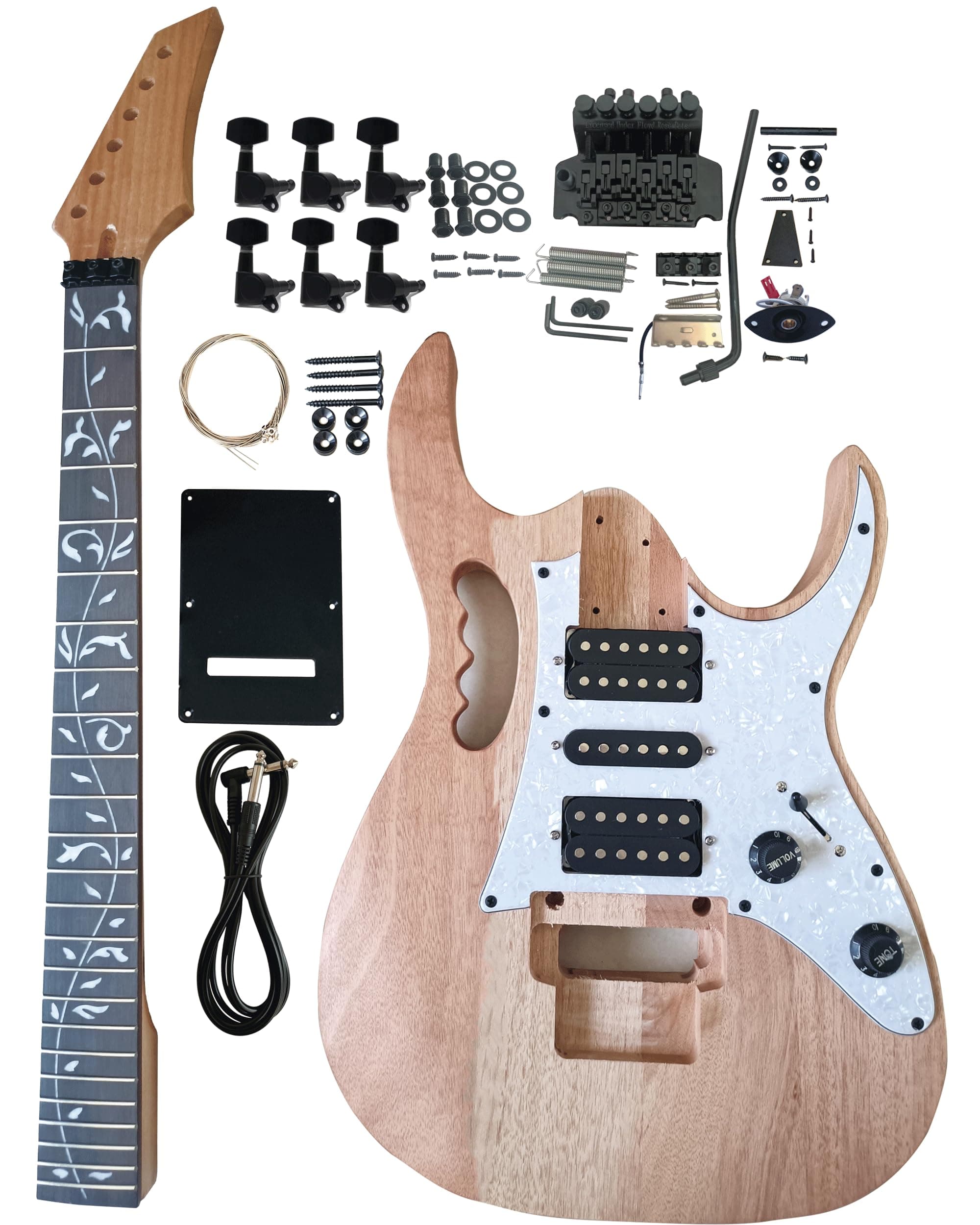 DIY 7V-Style Electric Guitarr Kit Set Electric Guitarr Kits in IBZ Style - Mahogany Body and Neck - Rosewood Fingerboard and All Components Included
